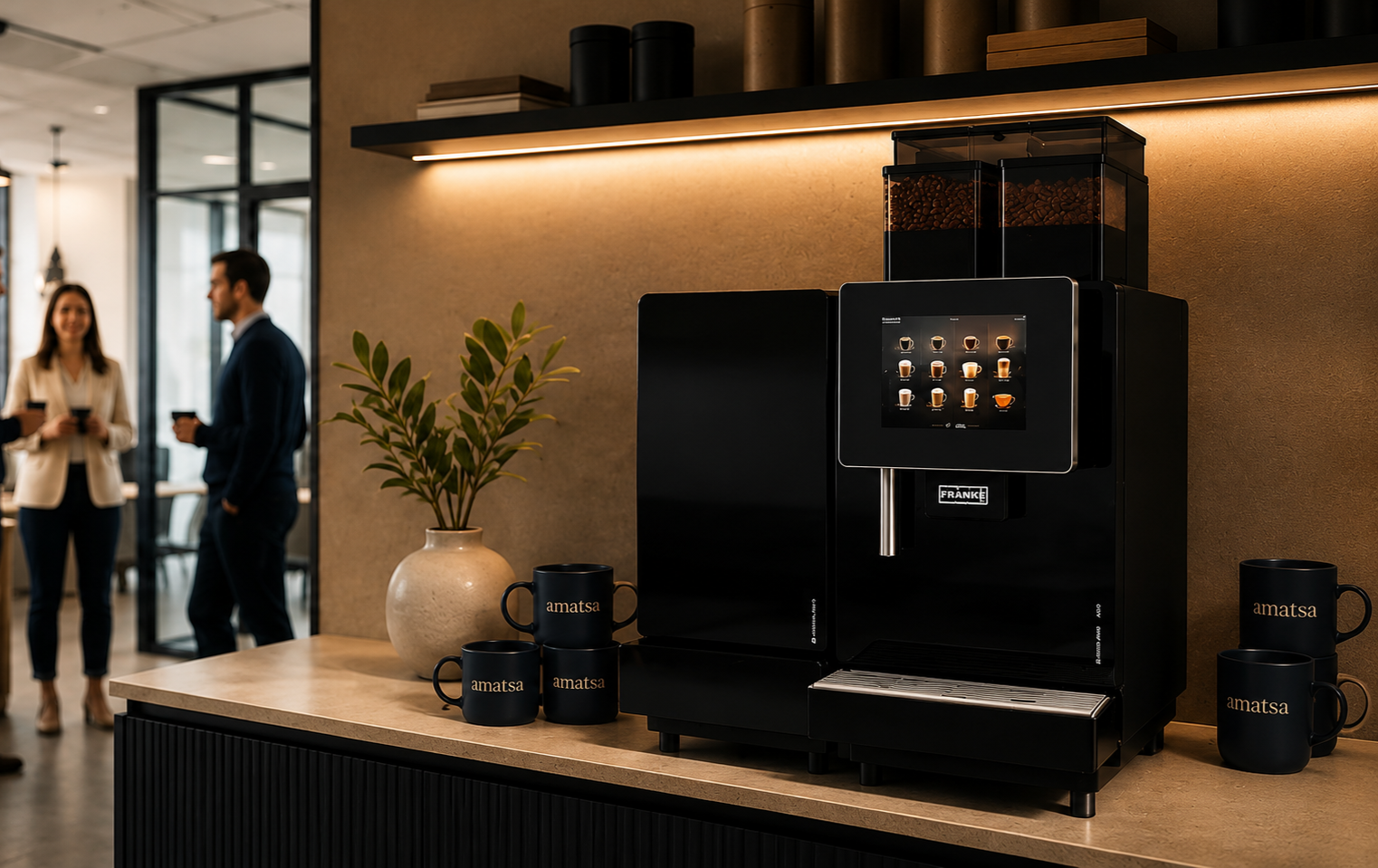 New Coffee Machine In Busy Office Workplace Setting