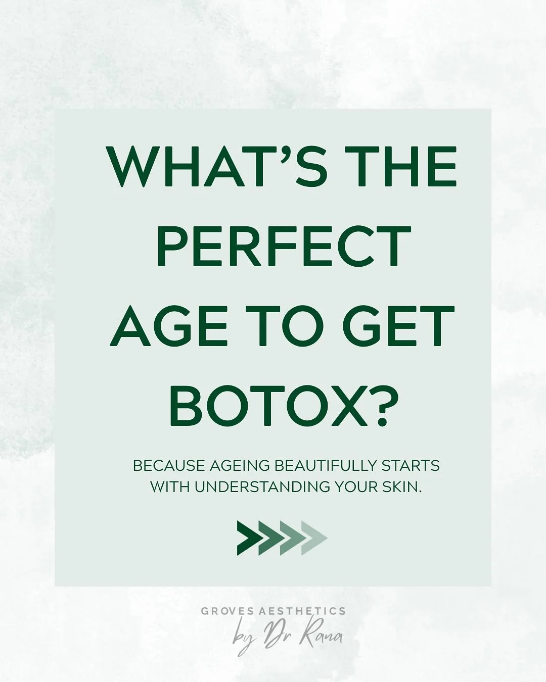 There&rsquo;s no single &ldquo;perfect age&rdquo; to start Botox &mdash; it all depends on you.

 Your skin, muscle activity, lifestyle, and aesthetic goals all play a part.

💉 Preventative Botox &ndash; often started in your 20s
 Helps relax facial