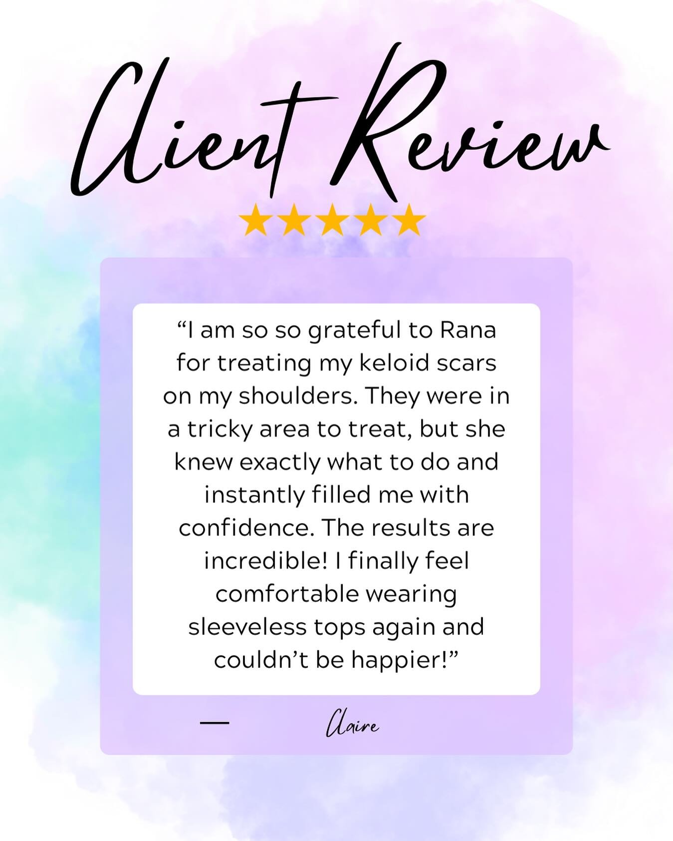 We&rsquo;re so grateful for this wonderful review 💫

Keloid scars can be tricky to treat, but with the right approach &mdash; and a little trust &mdash; life-changing confidence can follow.

Thank you for sharing your journey and for trusting Dr Ran