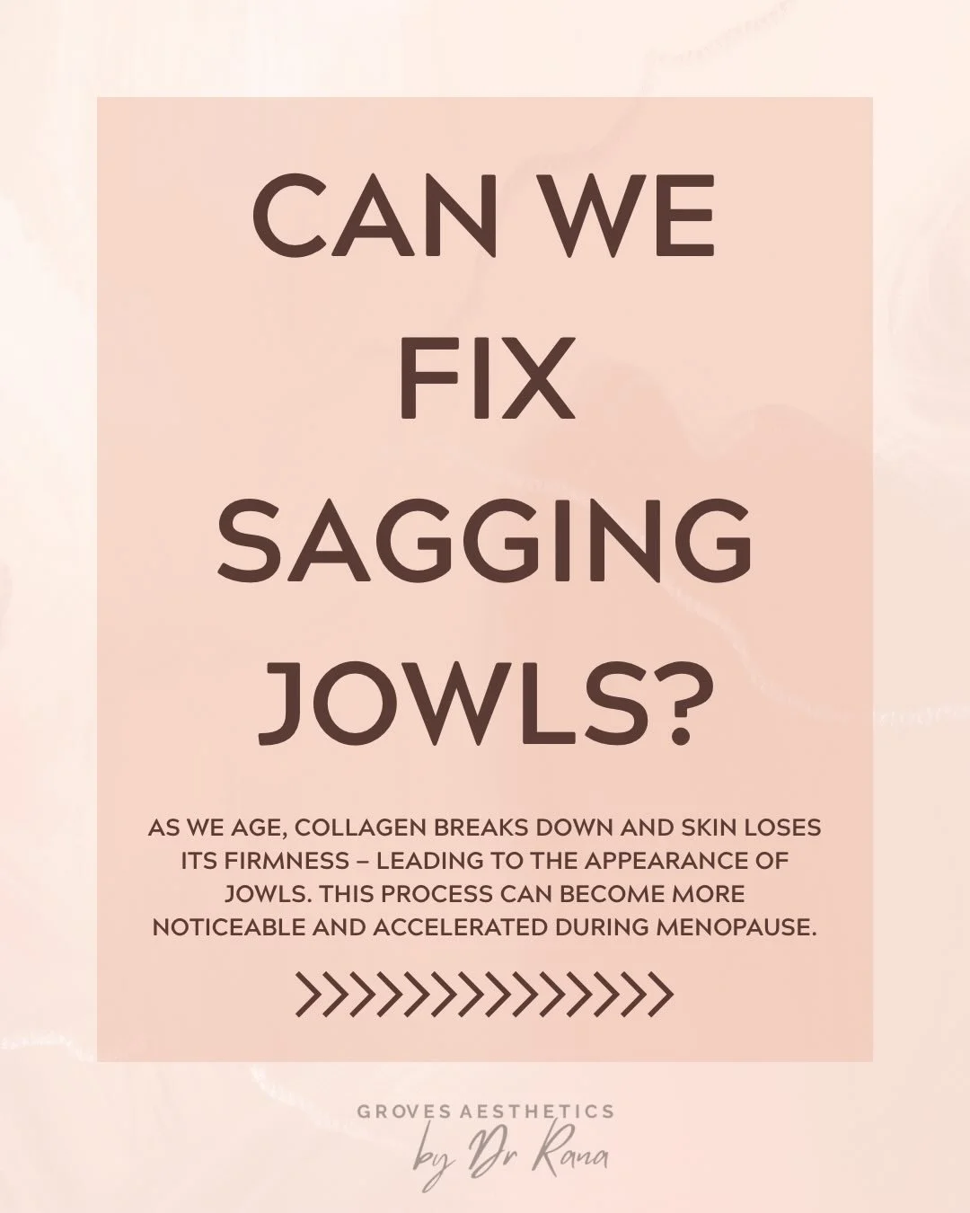 ✨ Can we fix sagging jowls? Yes.

 Ageing and menopause can reduce collagen and firmness &mdash; but there are effective treatments.

Options include radiofrequency tightening, dermal fillers, and PDO threads.

Always speak with a healthcare professi