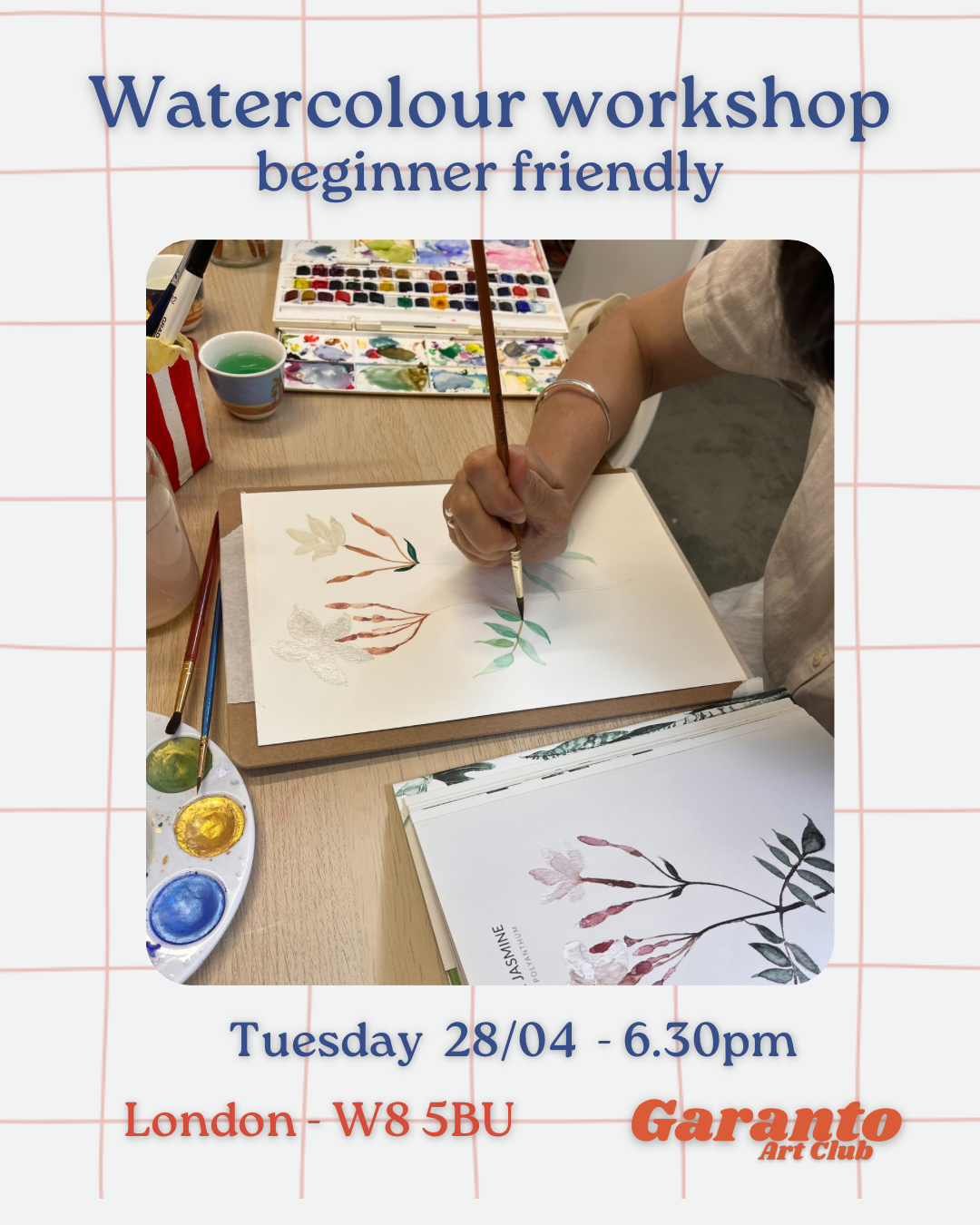 Watercolour workshop - beginner friendly - Tuesday 28/04 - 6.30pm