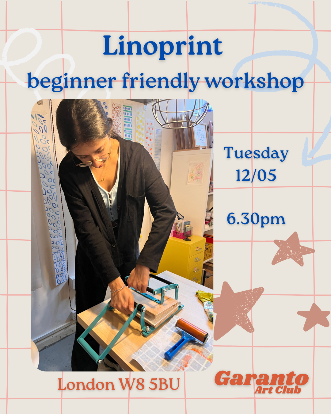 Linoprint - beginner workshop - Wednesday  12/05 - 6.30pm