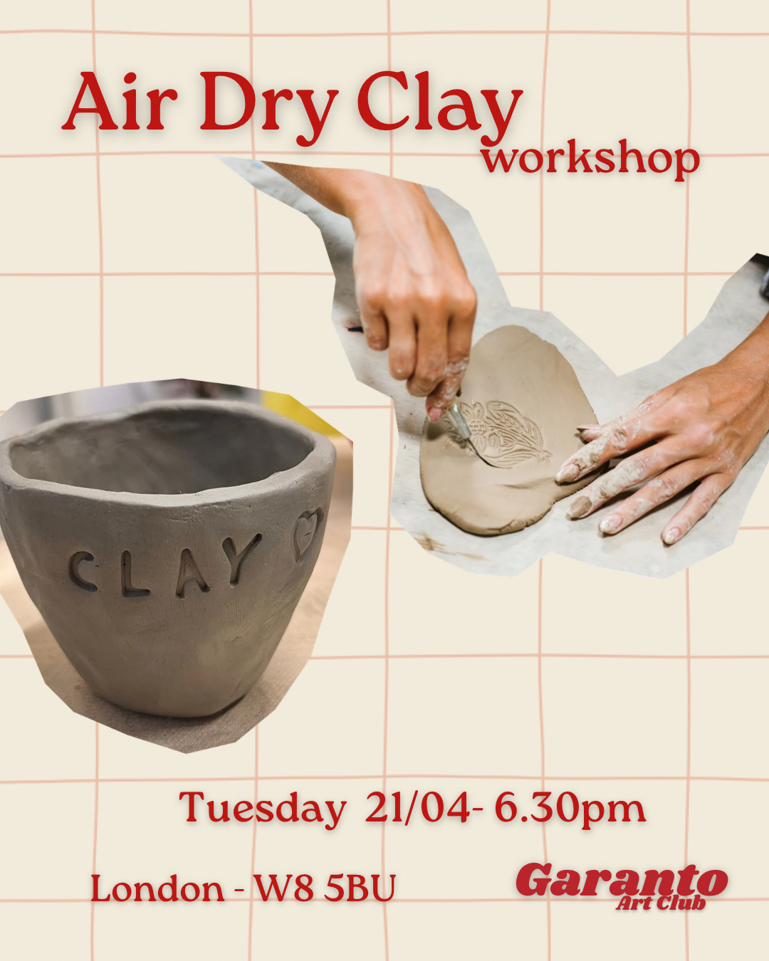 Air Dry Clay workshop - Tuesday 21/4 - 6.30pm