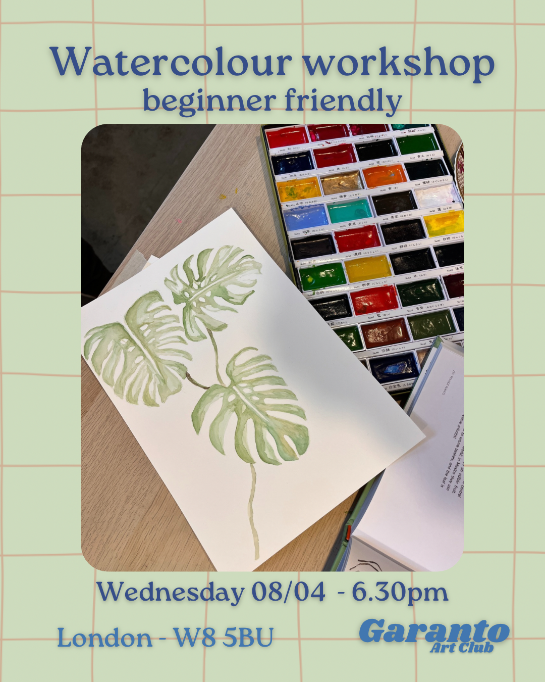 Watercolour workshop - beginner friendly - Wednesday 08/04 - 6.30pm