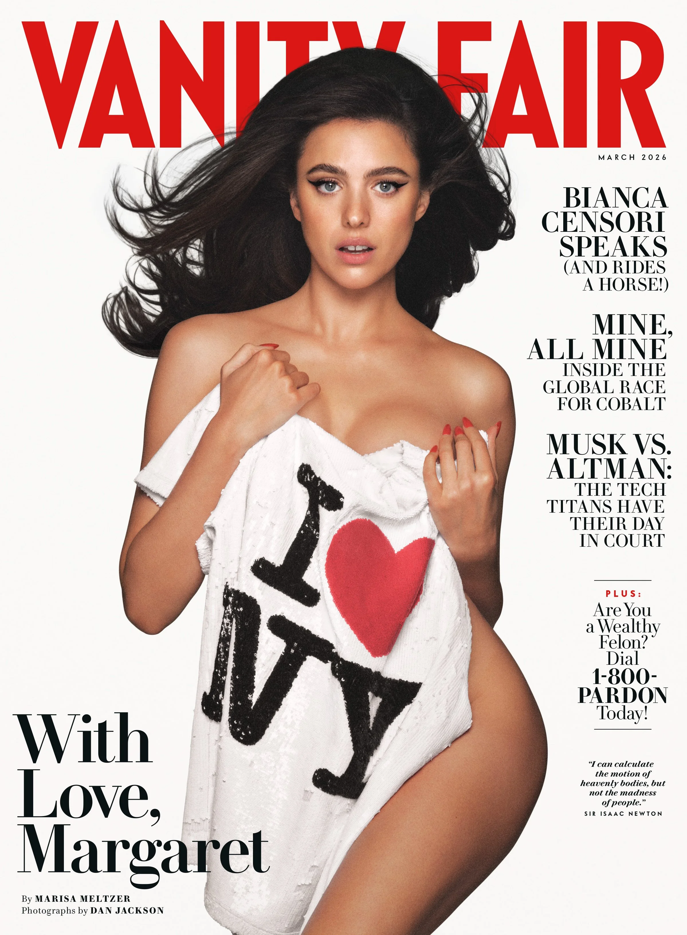Vanity Fair magazine cover featuring editorial photograph of Margaret Qualley