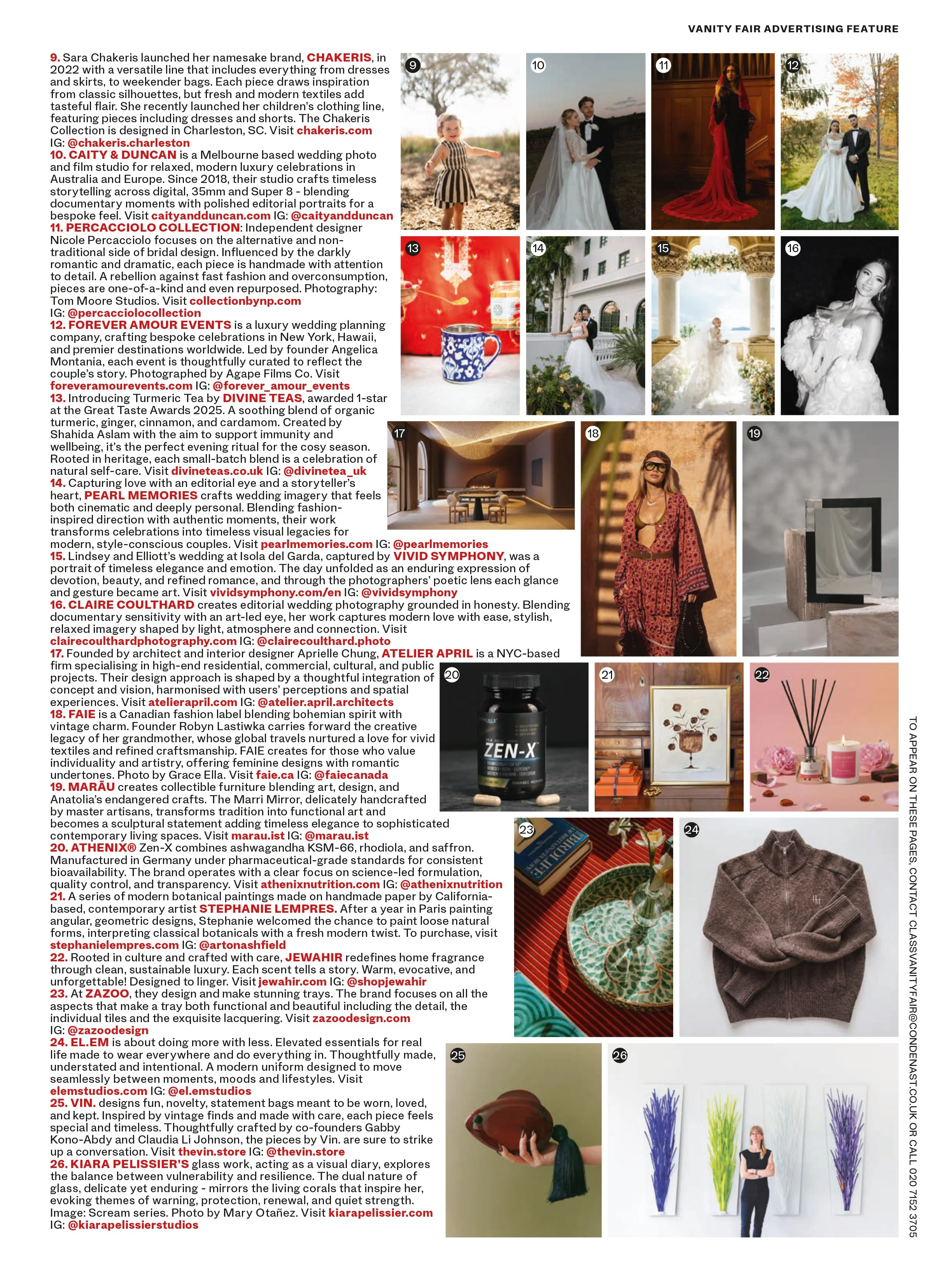 Scanned image of Vanity Fair magazine's Advertorial features