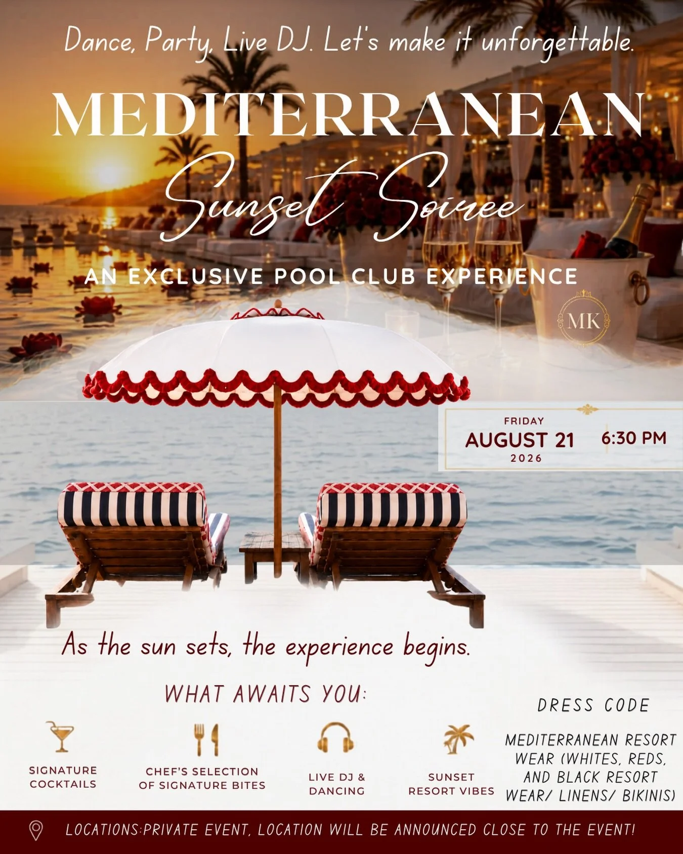 We&rsquo;re excited and looking forward to our 𝐌𝐞𝐝𝐢𝐭𝐞𝐫𝐫𝐚𝐧𝐞𝐚𝐧 𝐒𝐮𝐧𝐬𝐞𝐭 𝐒𝐨𝐢𝐫&eacute;𝐞 𝐨𝐧 𝟐𝟏 𝐀𝐮𝐠𝐮𝐬𝐭 𝟐𝟎𝟐𝟔! We are almost to full capacity, so don&rsquo;t miss out secure your ticket now! 👇

https://www.manikukreja.com