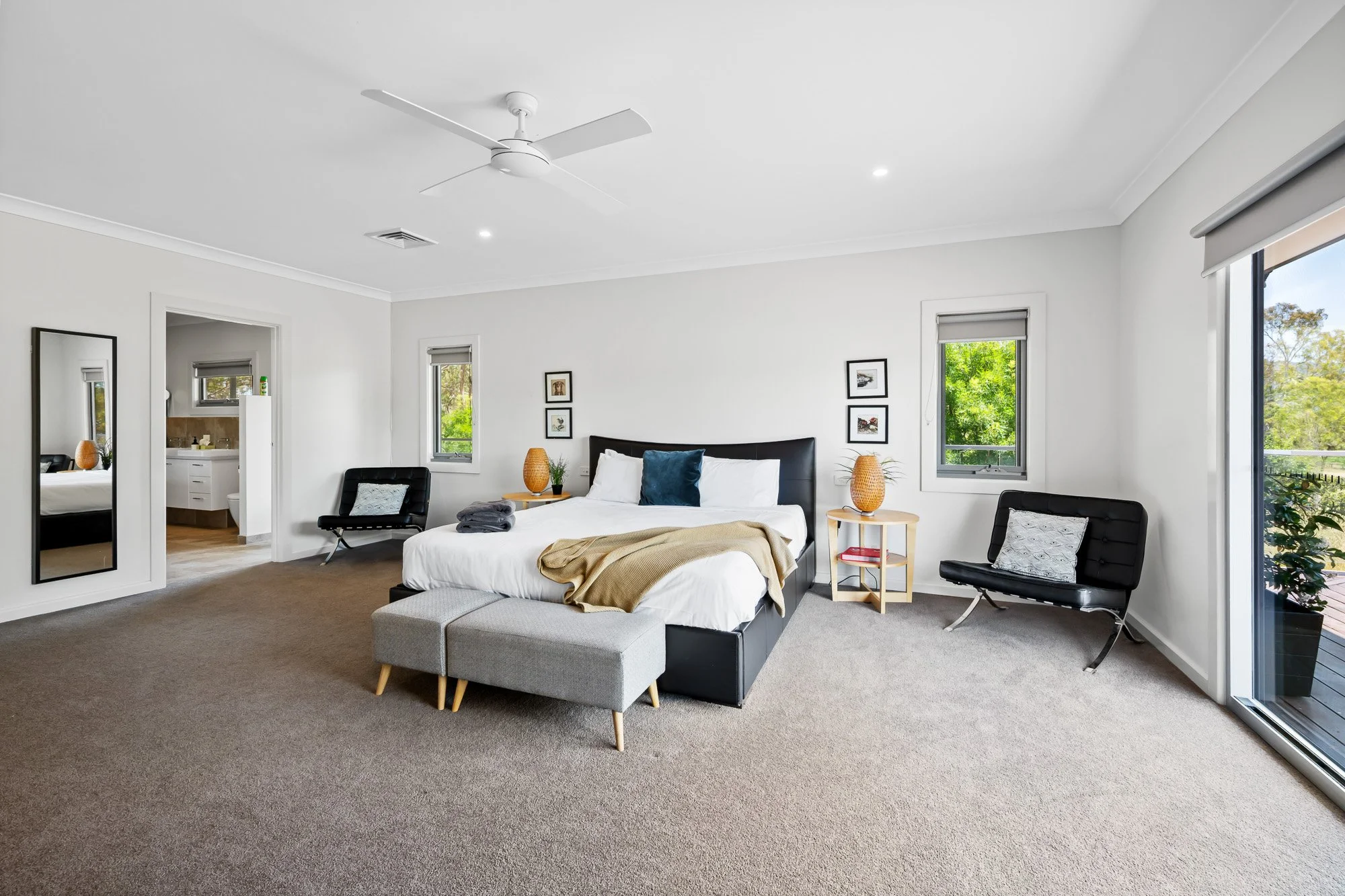 Commercial property photography Gippsland bedroom interior with natural light and clean styling