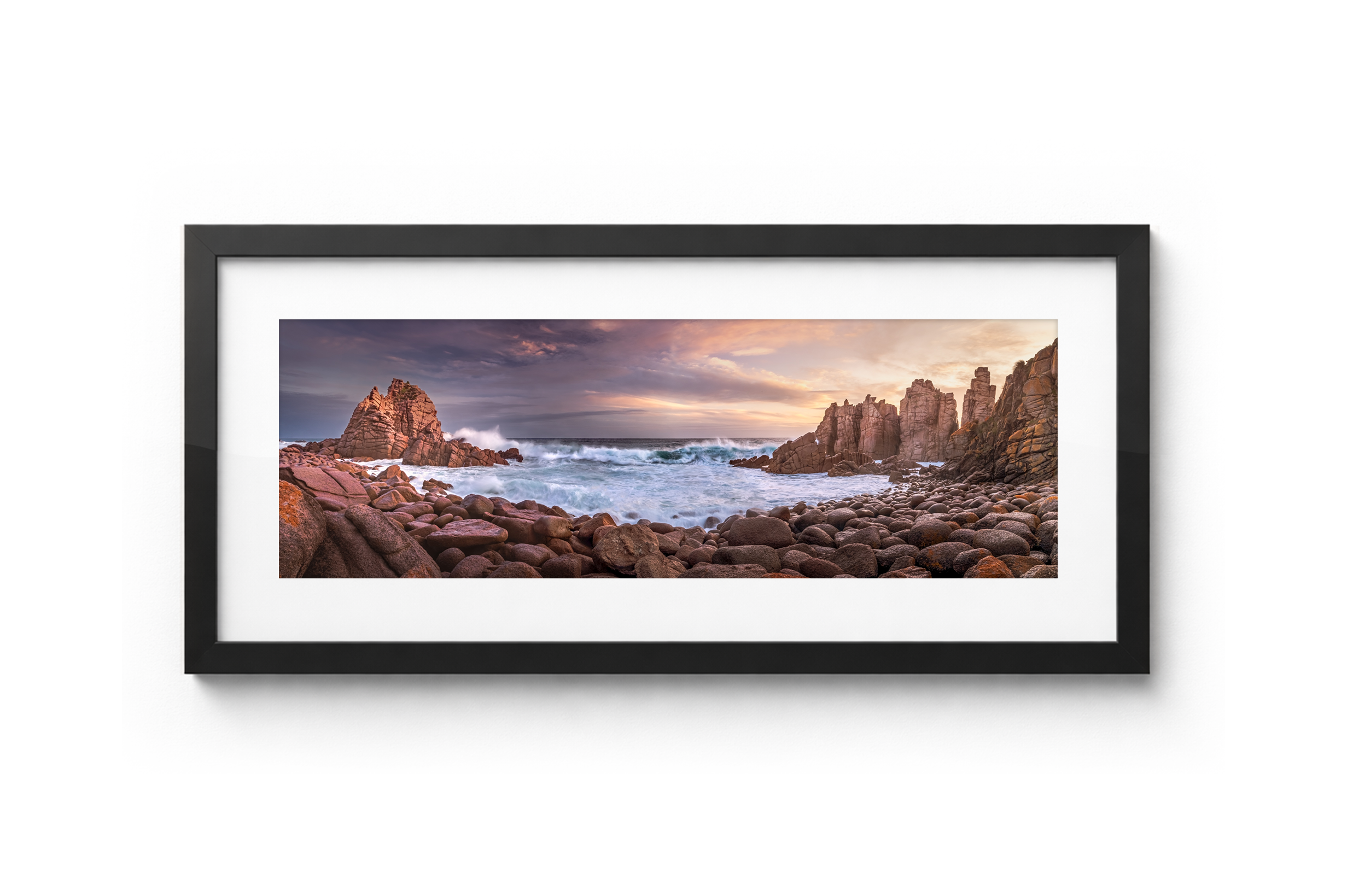 Phillip Island, Pinnacles coastline landscape print framed in black frame, fine art photography print