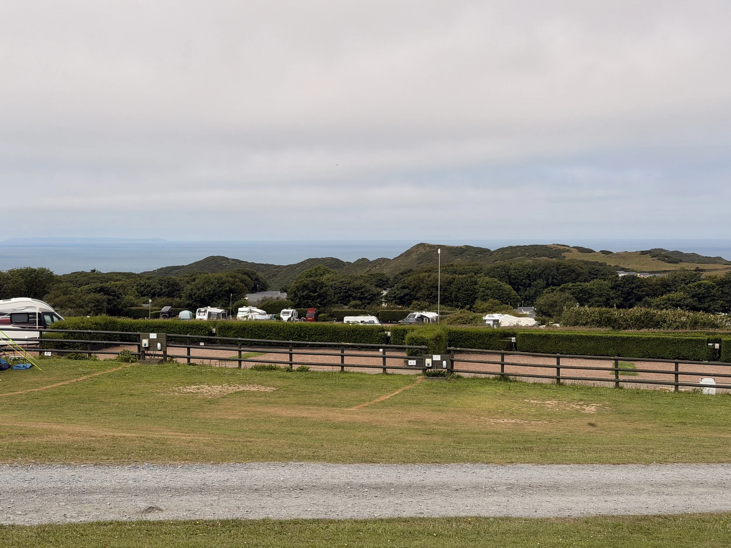 View over Warcombe Farm Campsite towards the sea