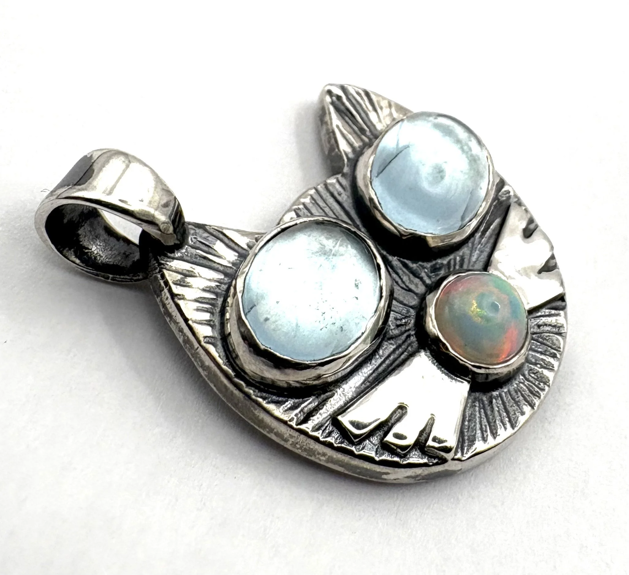 Larger Cabochon, Sky Blue Topaz and Opal