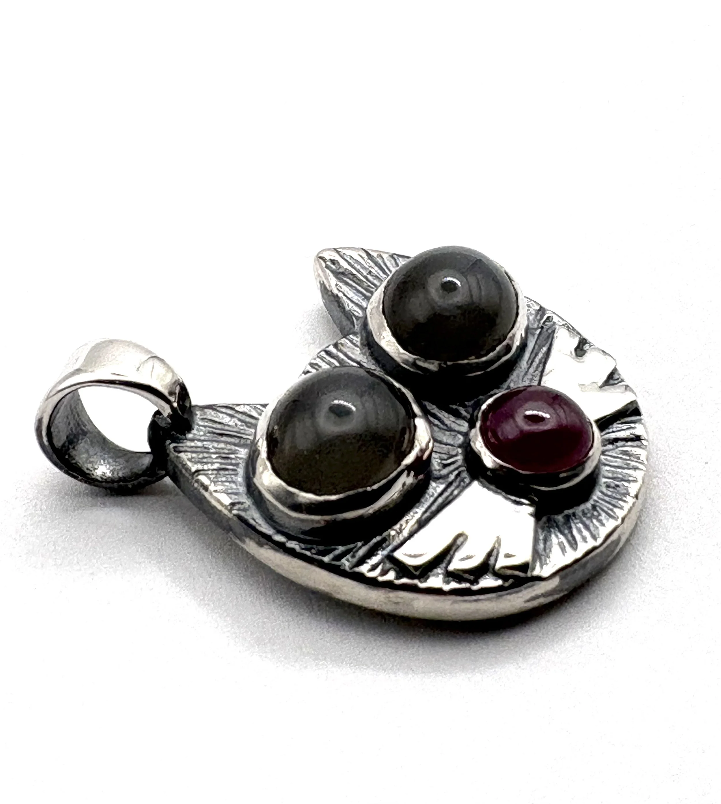 Larger Cabochon, Grey Moonstone & Ruby