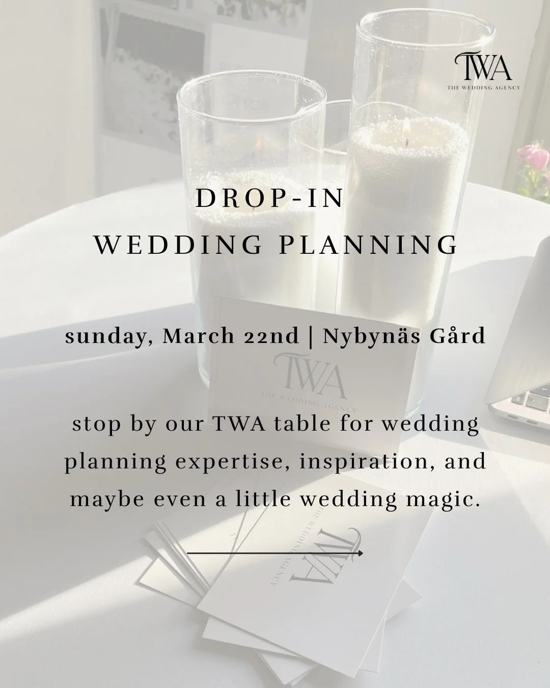 See you this Sunday at @nybynasgard (free entry for all couples!)

We&rsquo;ll be at our TWA table offering drop-in wedding planning to everyone who stops by 🤍

We&rsquo;ve had an amazing time over the past two months meeting new couples at wedding 