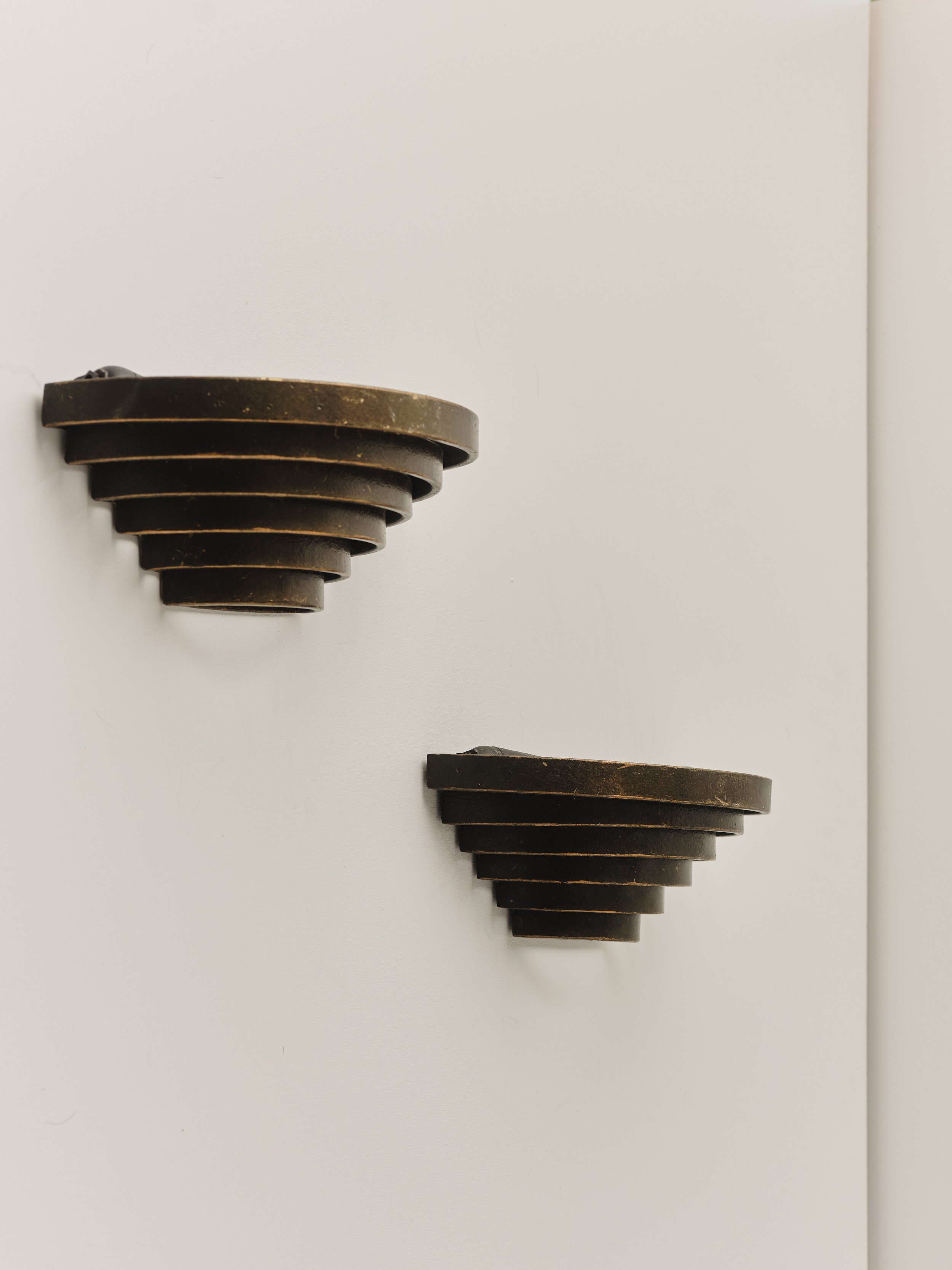 Pair Antique Cast Bronze Sconces