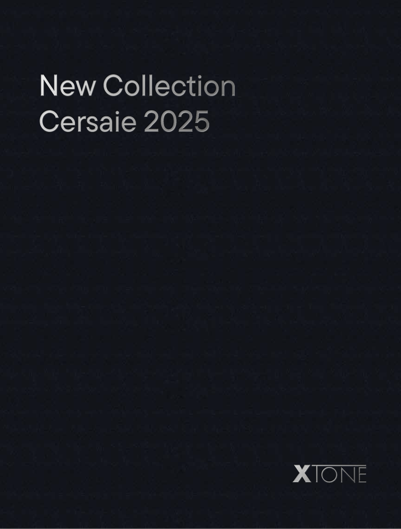 Black background with white and gray text announcing a new collection for 2025 by XTONE.