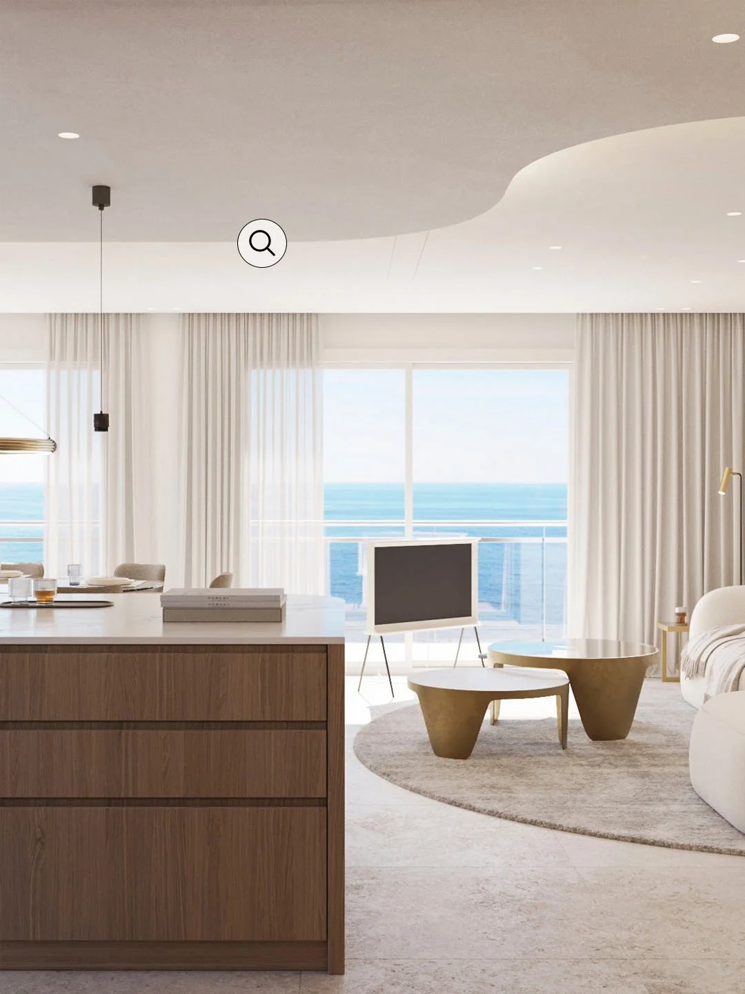 Everything in this space has a purpose. Swipe to discover more about the ceiling recess design created for this project.
.
Todo en este espacio tiene un prop&oacute;sito. Desliza para descubrir m&aacute;s sobre el dise&ntilde;o del foseado del techo 