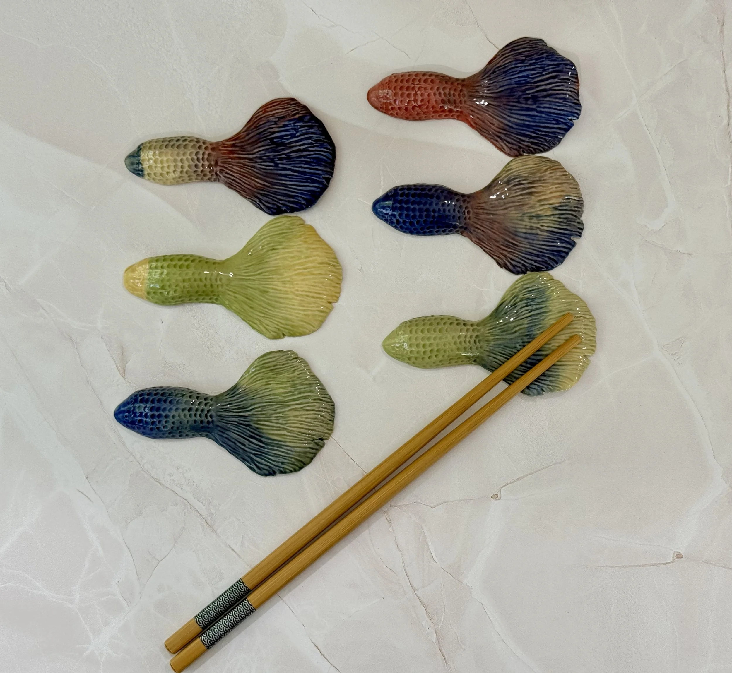 Colored Fish Sushi Holder - set of 6