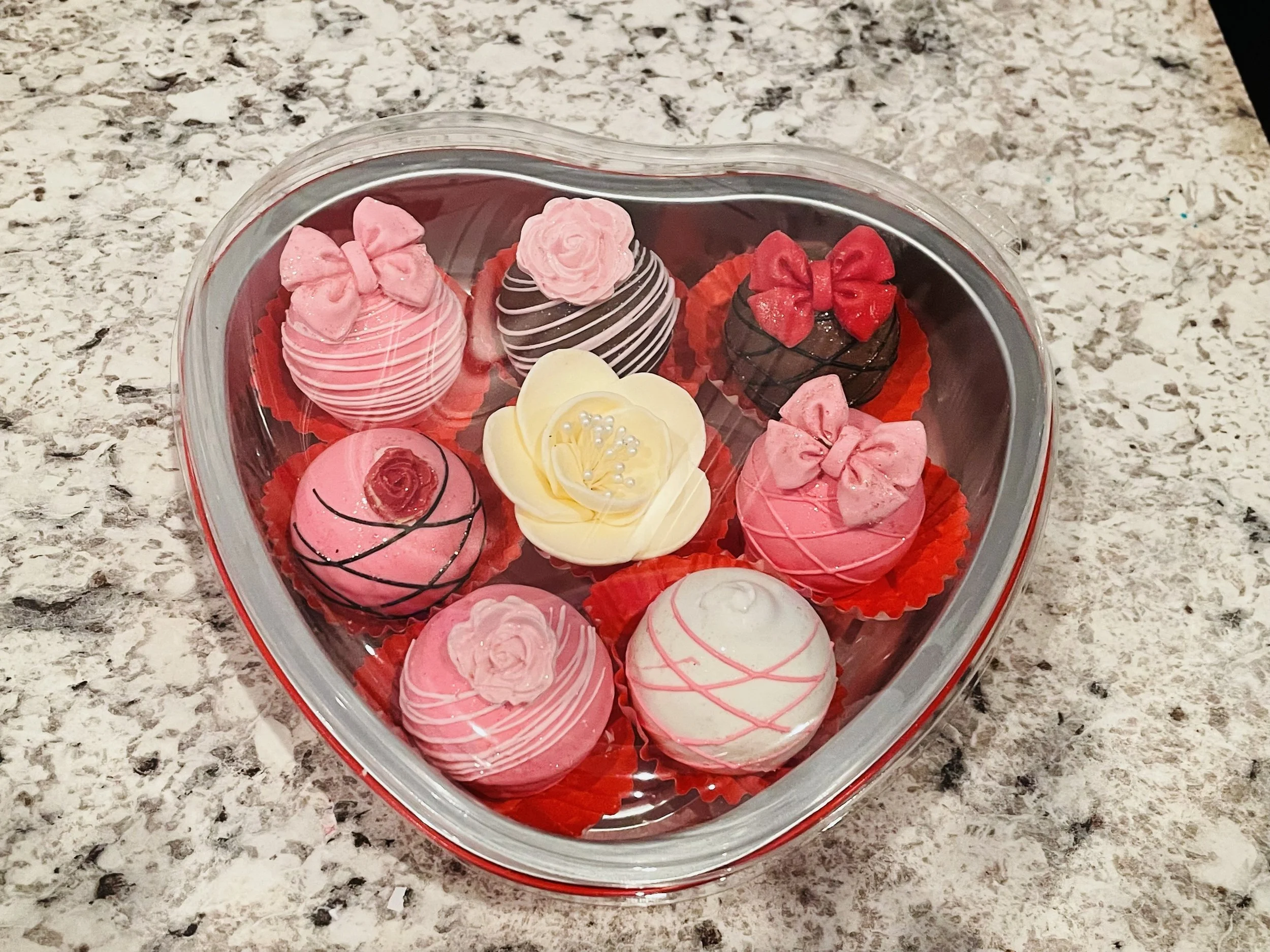 Valentines day Cake balls in Heart Box