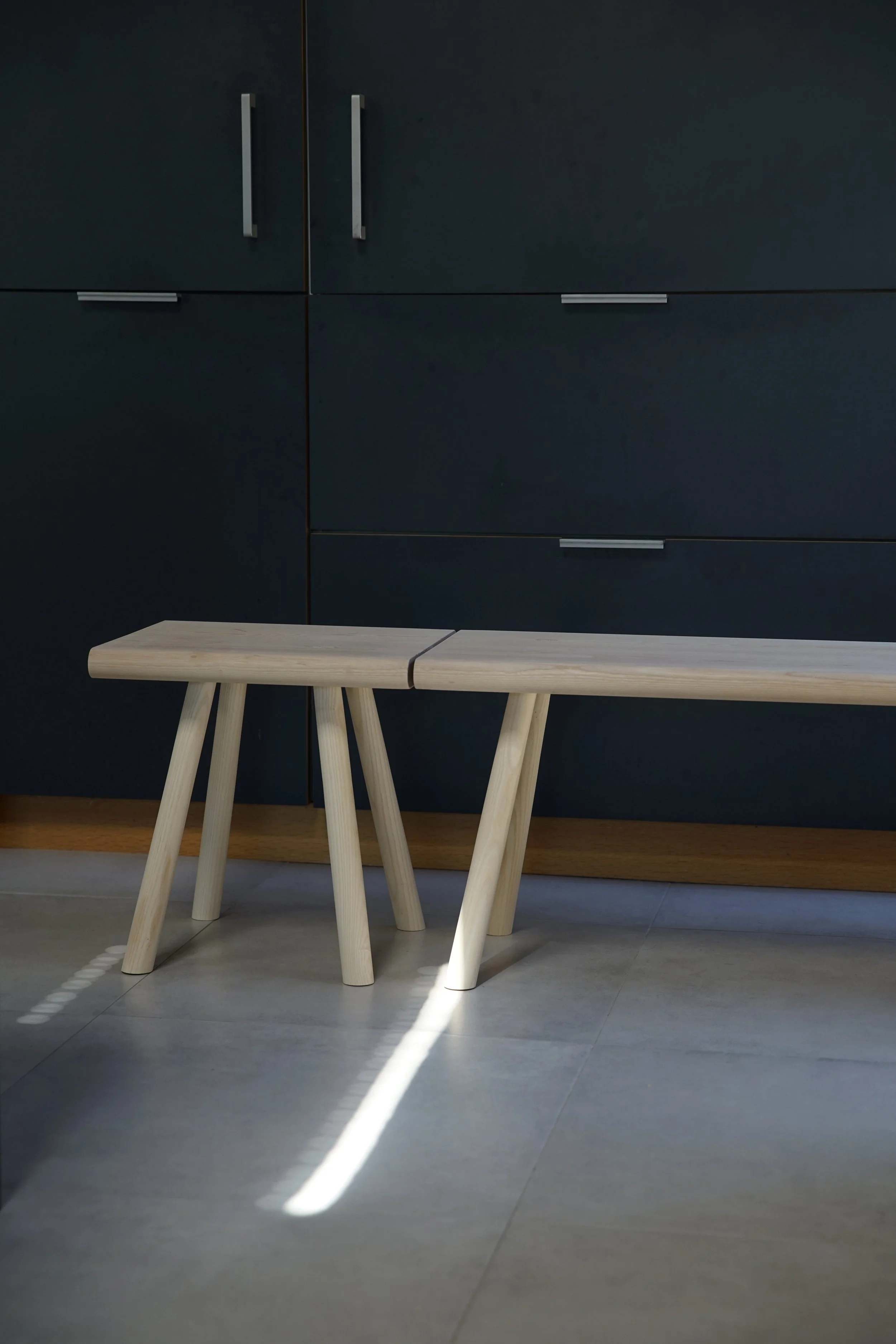 Solid Ash Bench w/ Stools