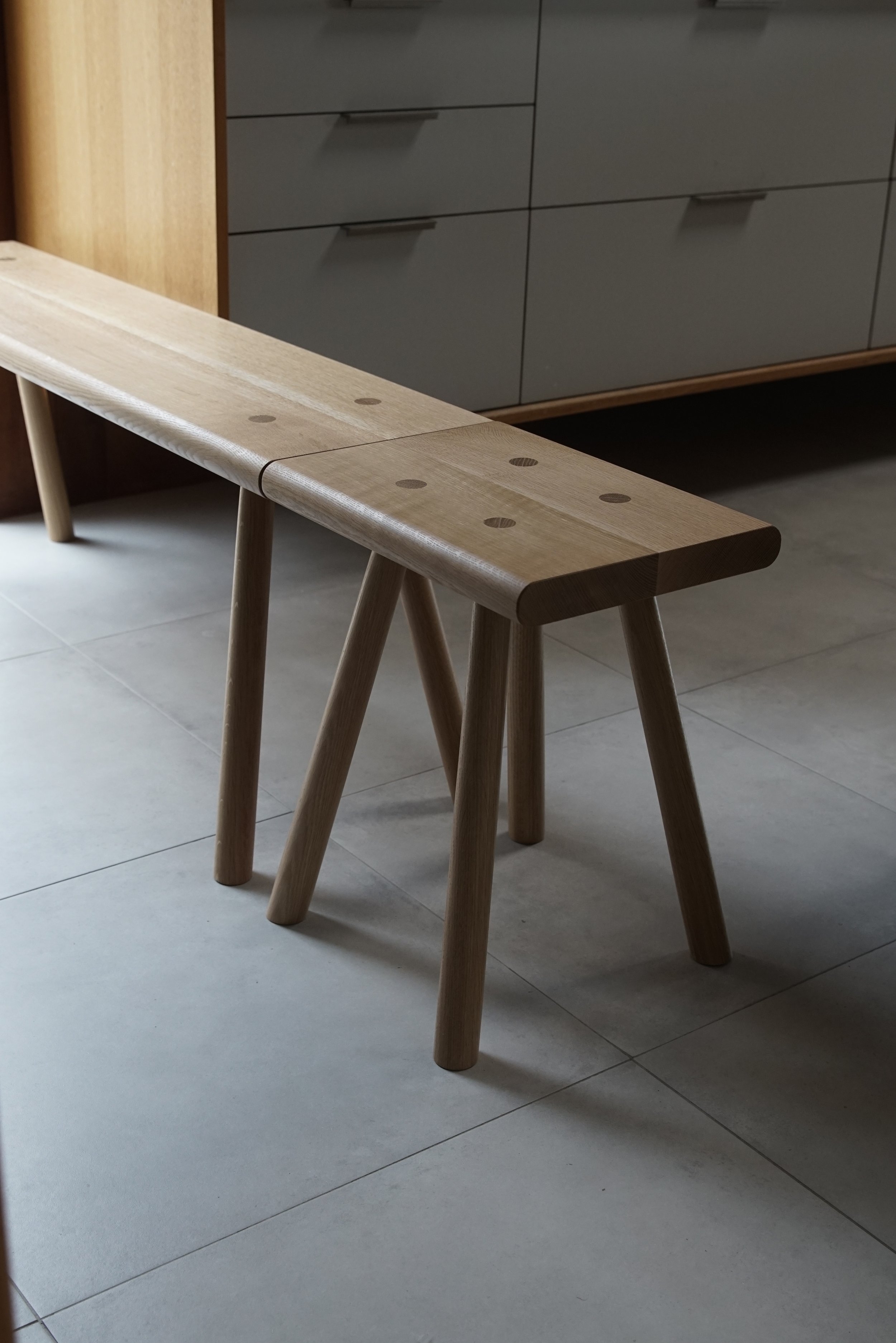 'Rift Sawn' White Oak Bench with Stool (Pair 2)