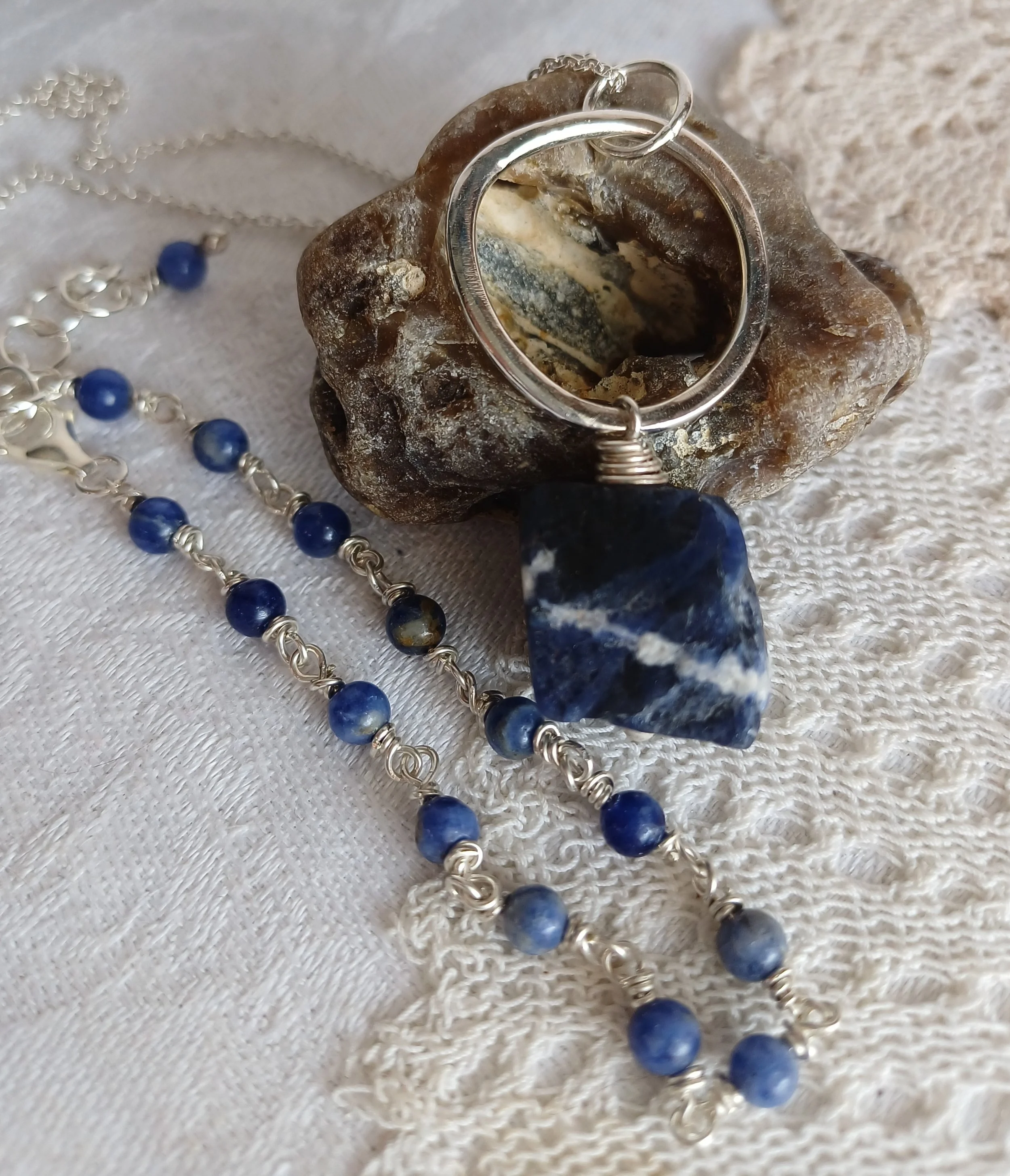 Argentium and Sodalite necklace and bracelet - Helen T.jpg
