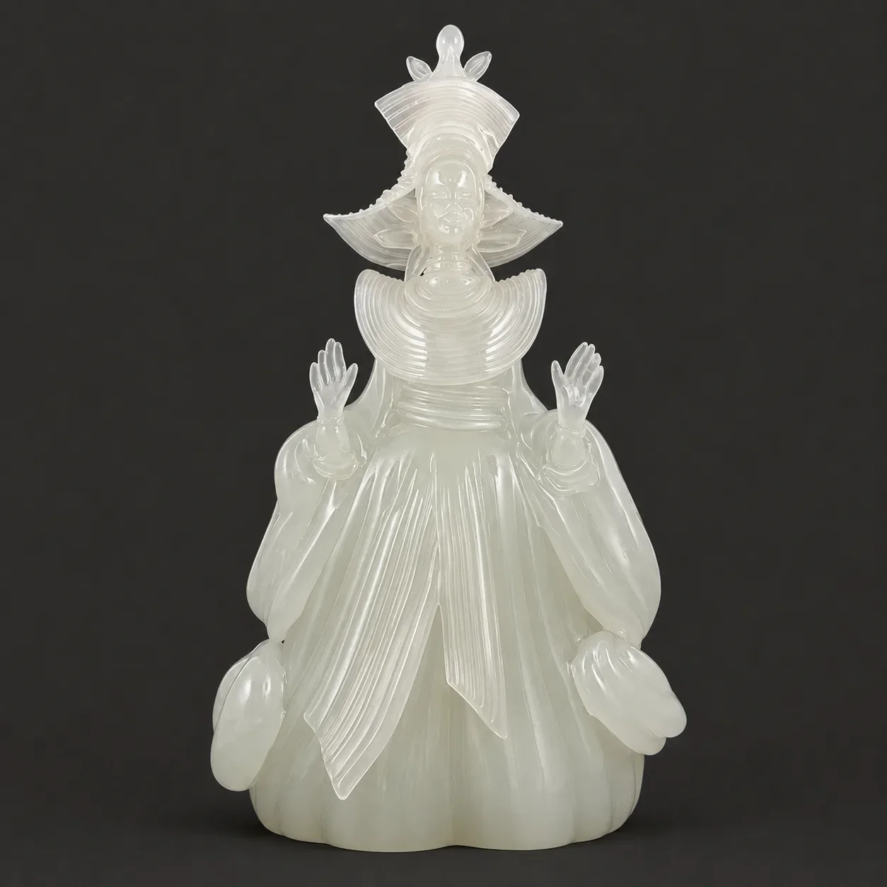 Murano art glass sculpture by Ermanno Nason for Gino Cenedese, featuring a stylized Asian figure in solid translucent glass.