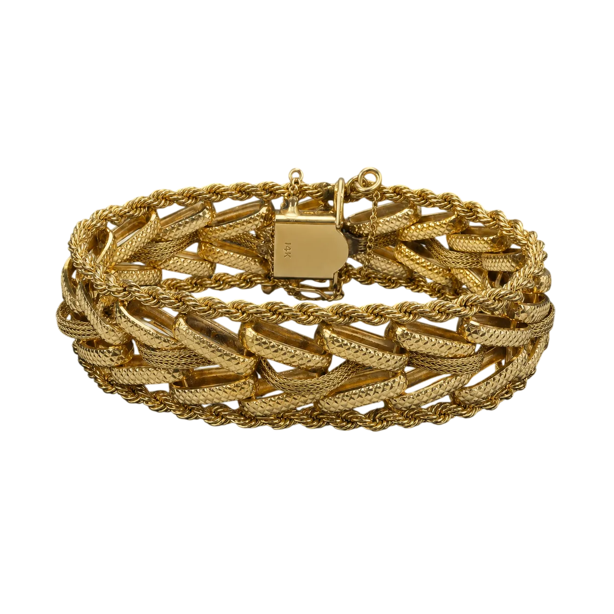 Vintage 14K gold bracelet from an estate jewelry collection evaluated by Konantiques jewelry buyers serving New Jersey and New York City.