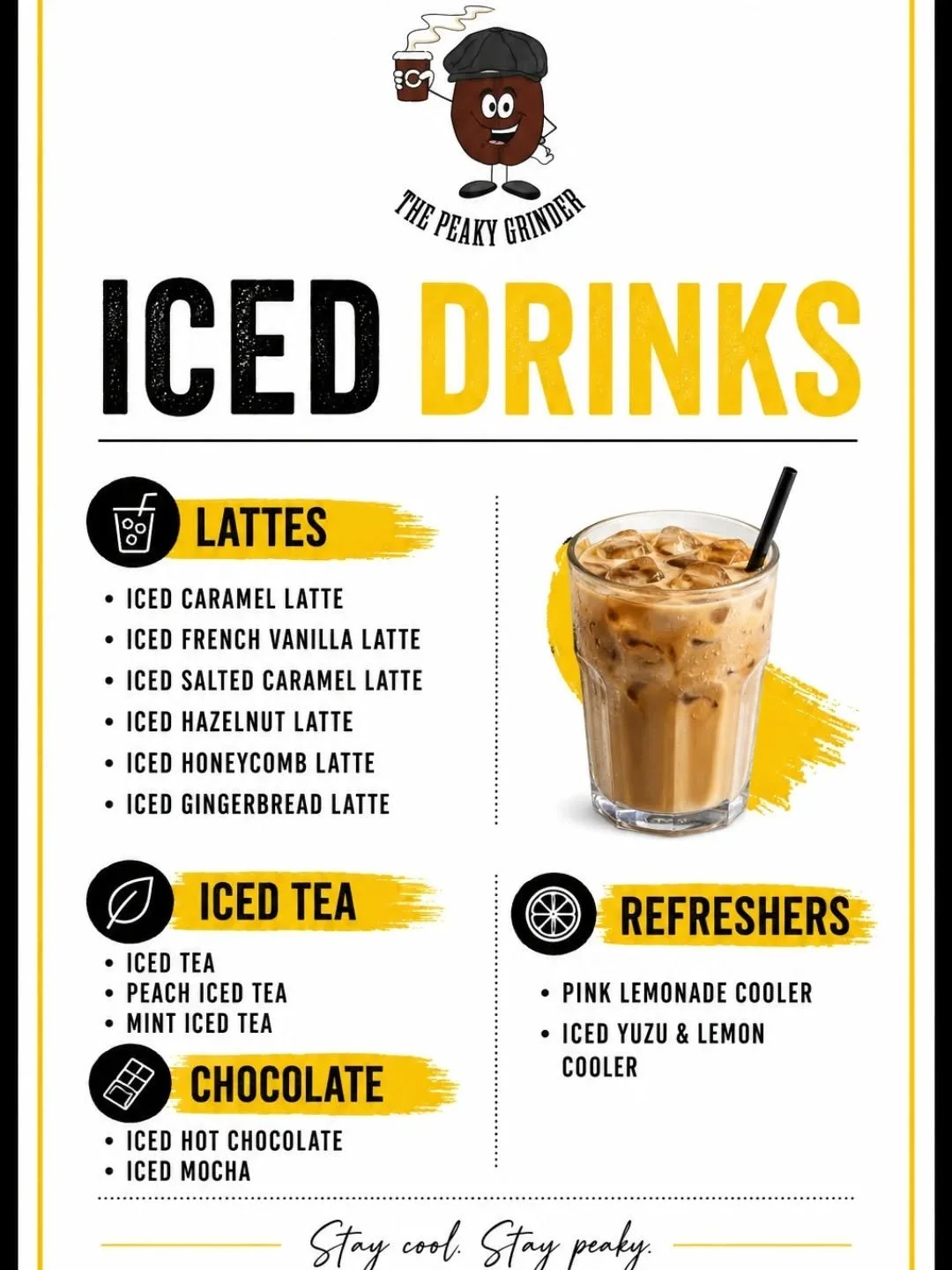 💕 New ICED drinks menu ready for this Friday, Saturday and Sunday and throughout the summer

#peakygrindercoffee
#bewdleyartisansmarket
#lickhillmanorcaravanpark
#coffeebewdley
#coffeestourport