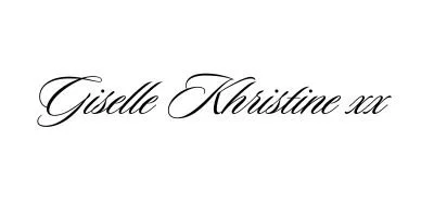 Signature reading 'Giselle Kristine xx' in elegant cursive font.