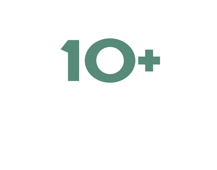 Text stating '10+ Stakeholder-Facing Materials' with a large '10+' symbol on a black background.