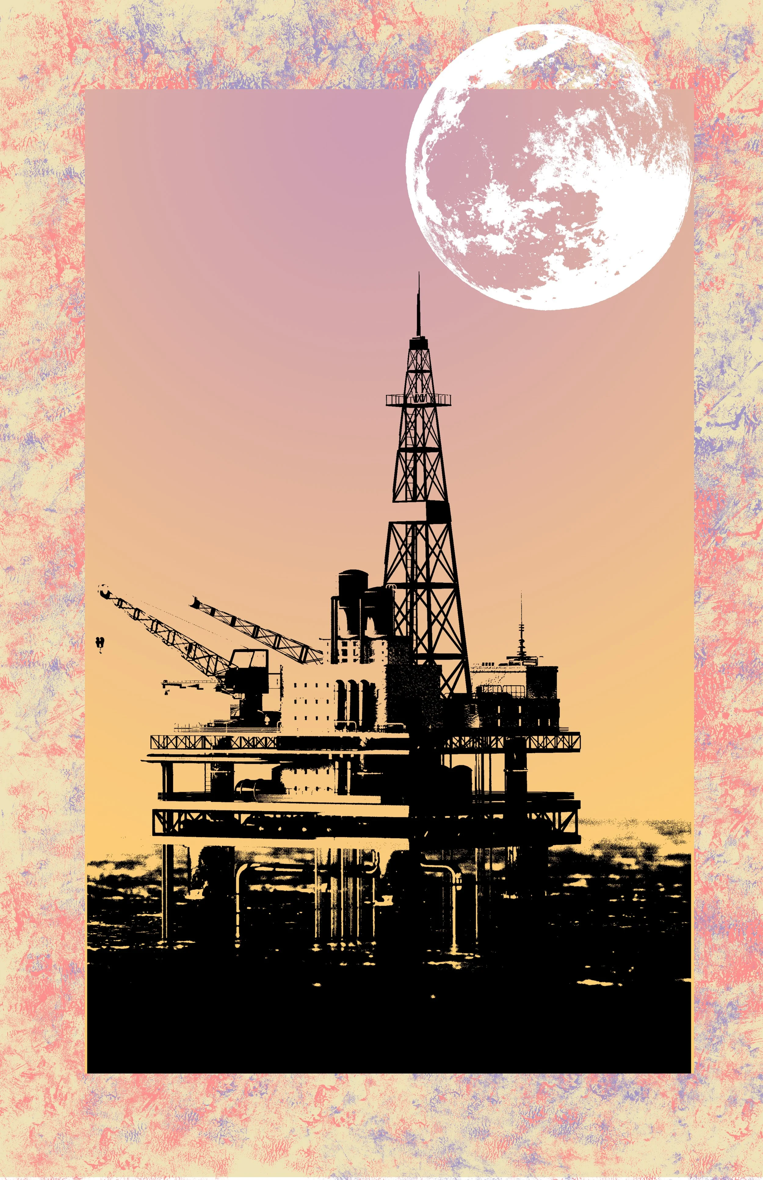Oil Rig and the Moon