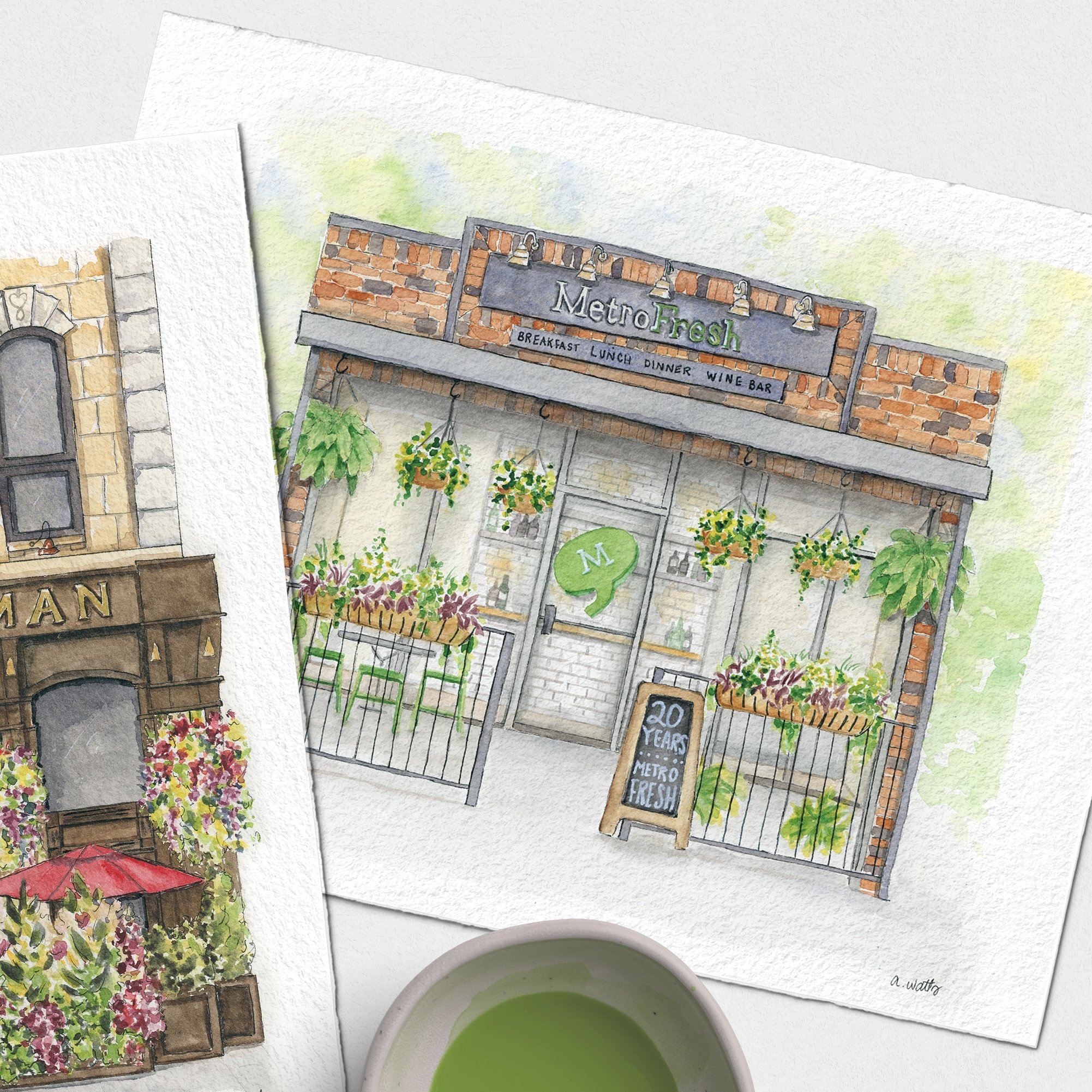 Custom Storefront Venue Watercolor