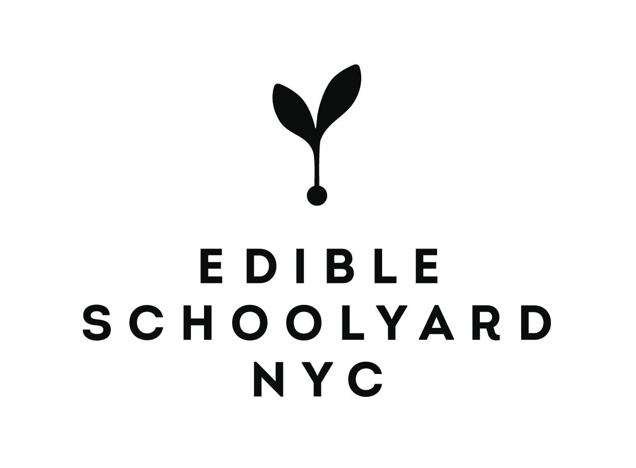 Logo of Edible Schoolyard NYC featuring a stylized plant sprout above the text 'EDIBLE SCHOOLYARD NYC'.