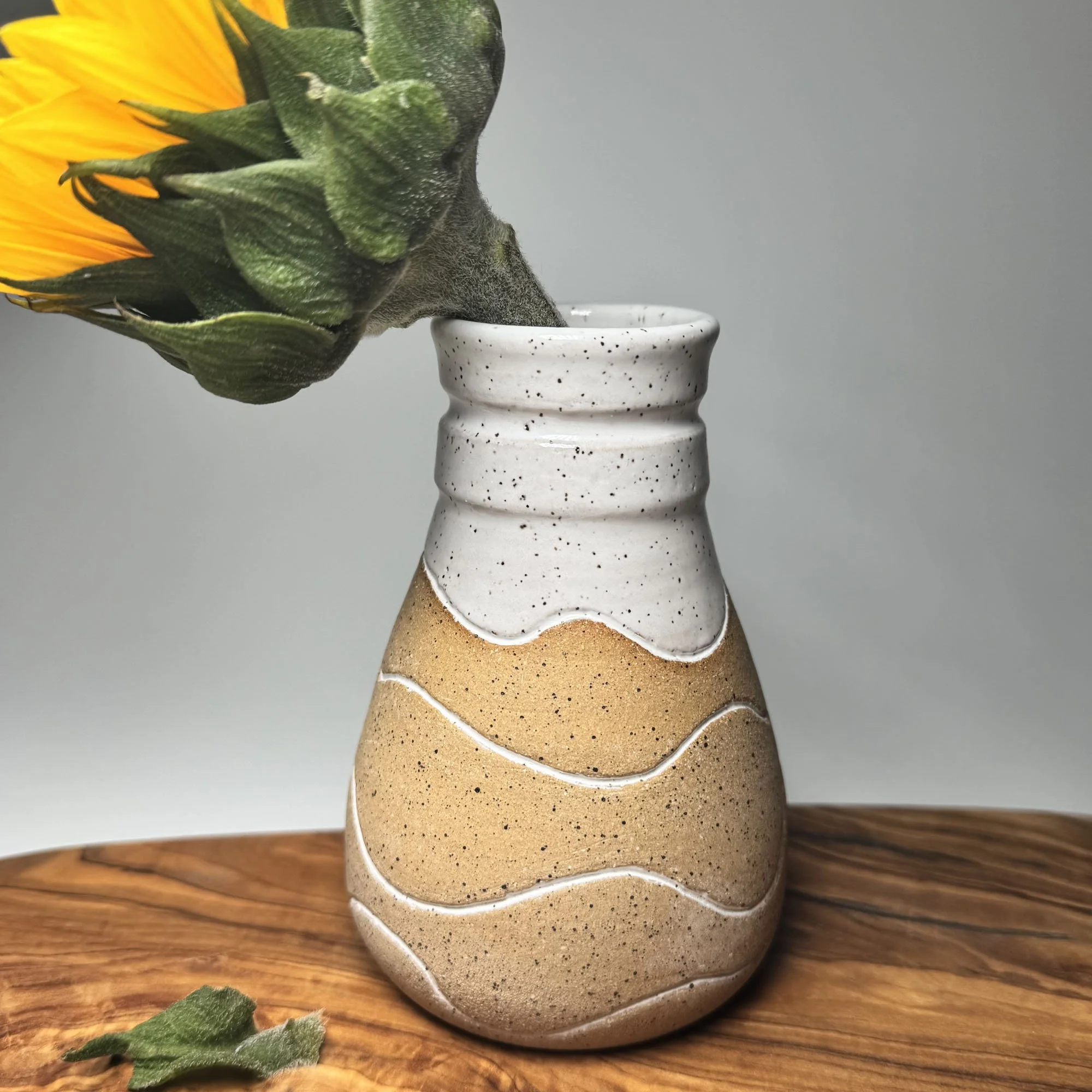 VASE, SMALL, WHITE WAVES