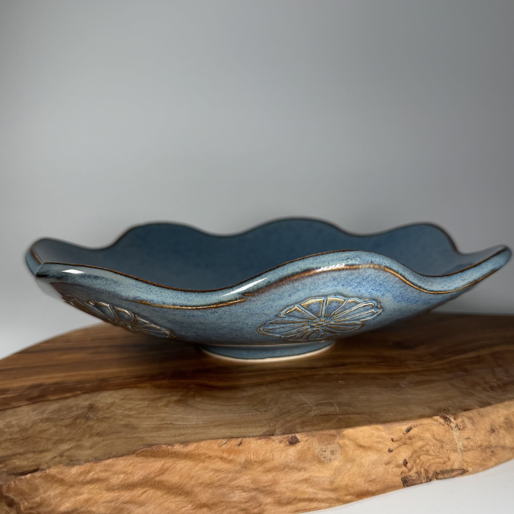 DISH, SERVING, FLORAL BLUE