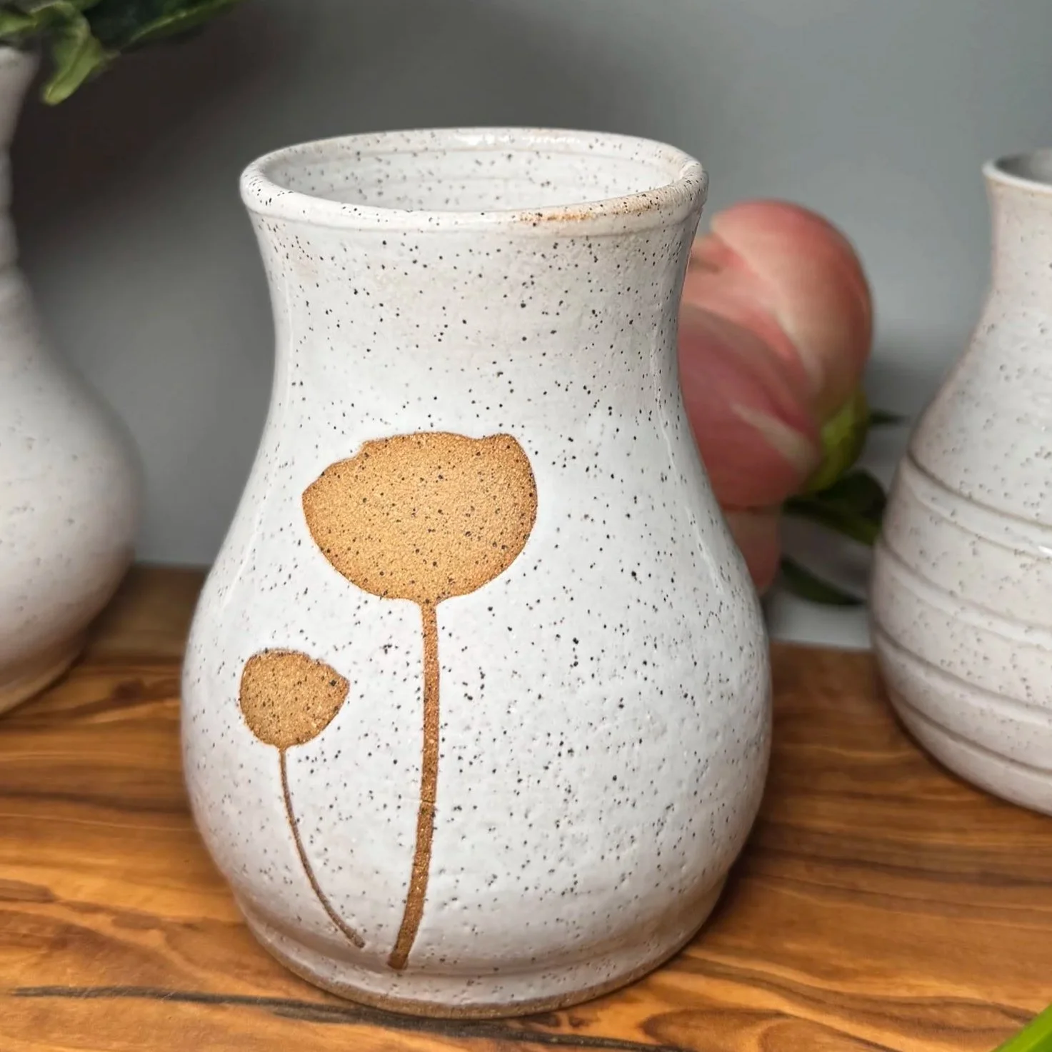 VASE, SMALL SPECKLED WHITE