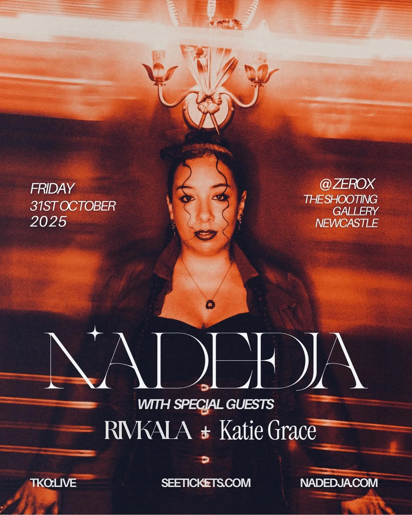 BEYOND excited to be opening up for incredible @thisisnadedja with wonderful @rivkalalala on HALLOWEEN 👻🎃 i will in fact be in costume so you all better be too.