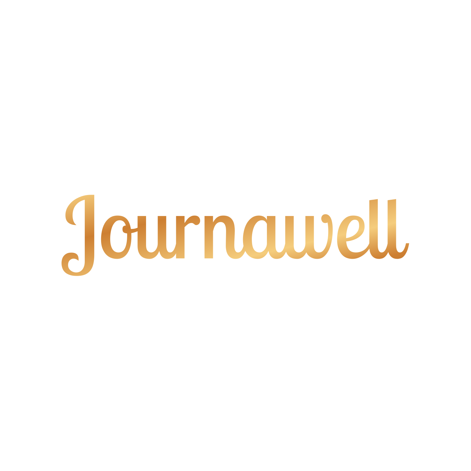 Golden logo text with the word 'journawell' written in stylized gold text.