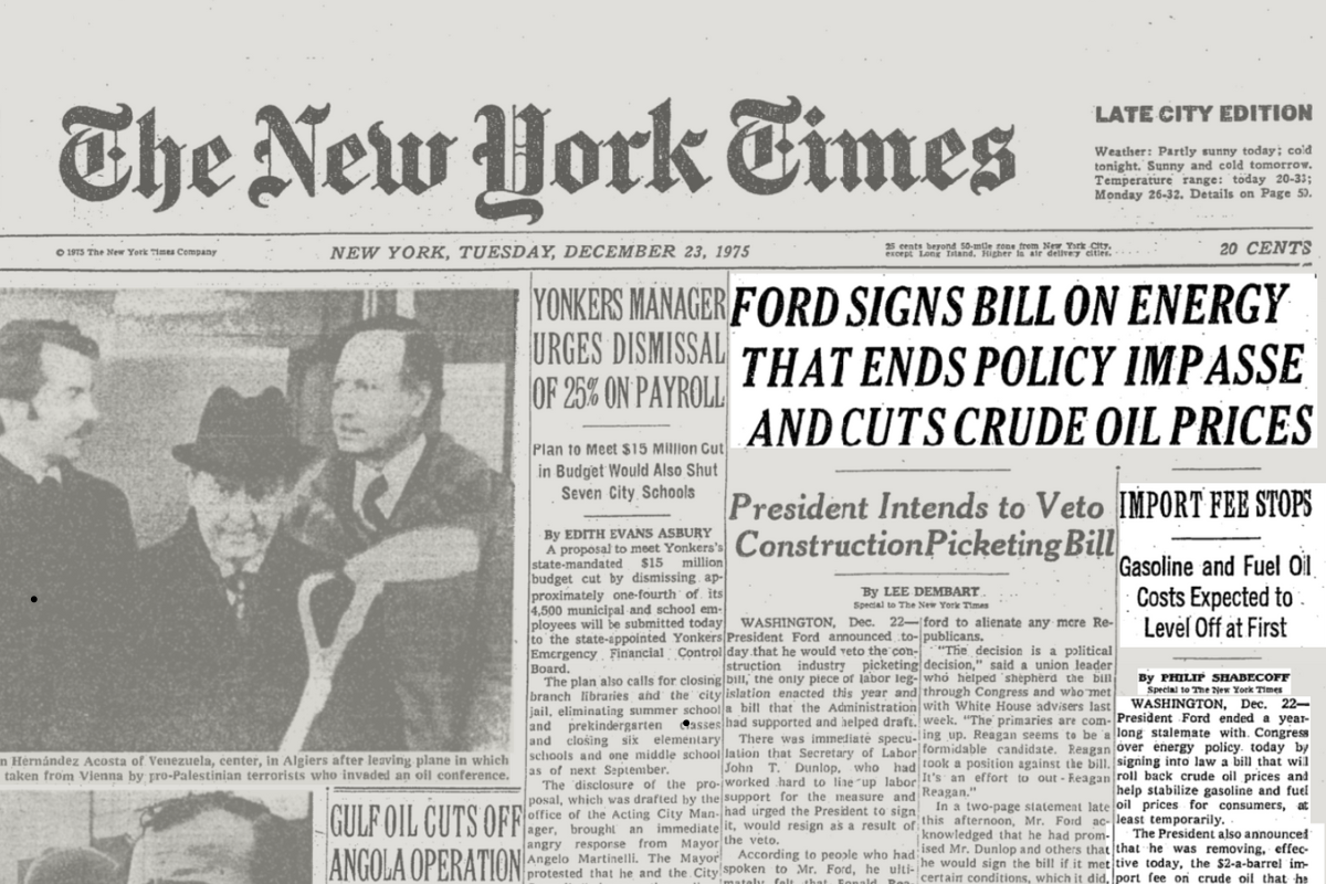 A Half-Century After EPCA:&nbsp;Gerald Ford’s Battle with Congress over Energy Policy