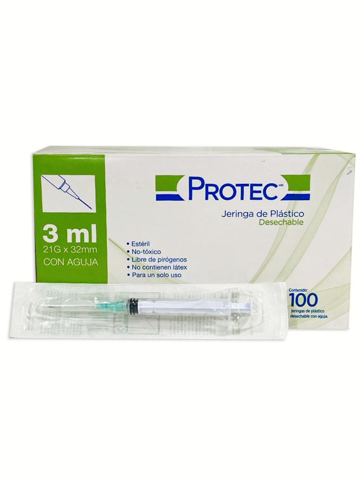 Jeringa plastico 3ML protec C/100
