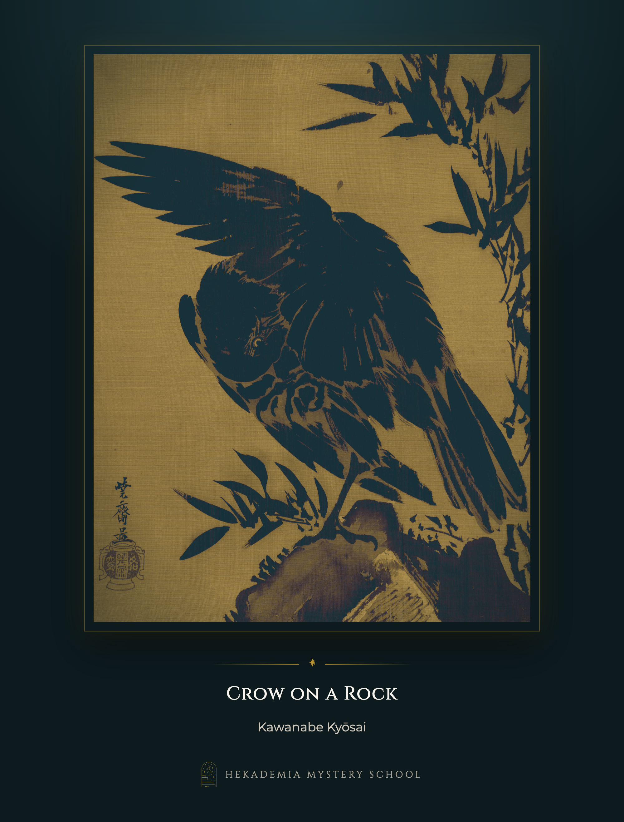drawing of crow by kawanabe kyosai