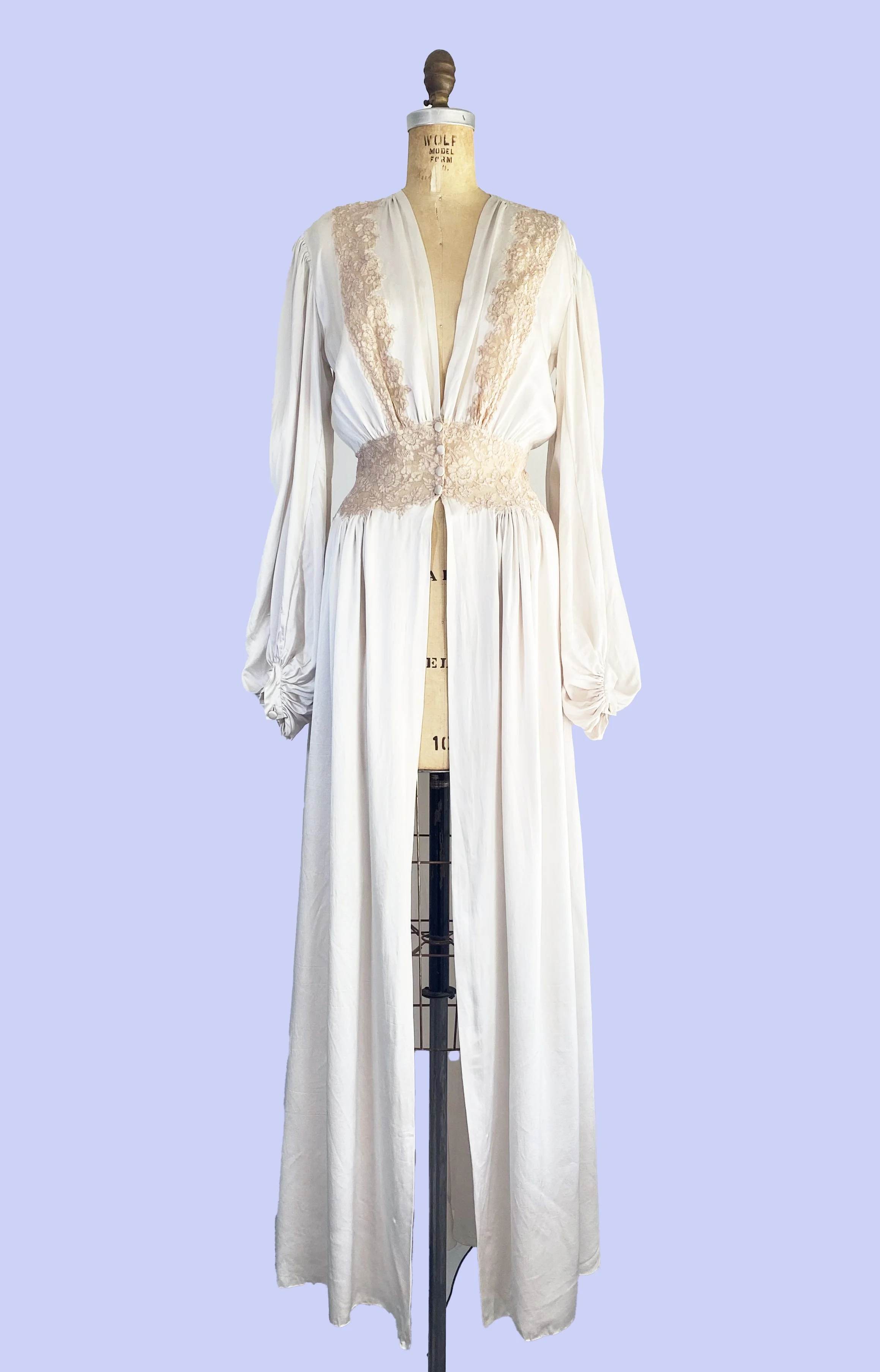 1940s Silk Dressing Gown Vintage Lace Peignoir Robe