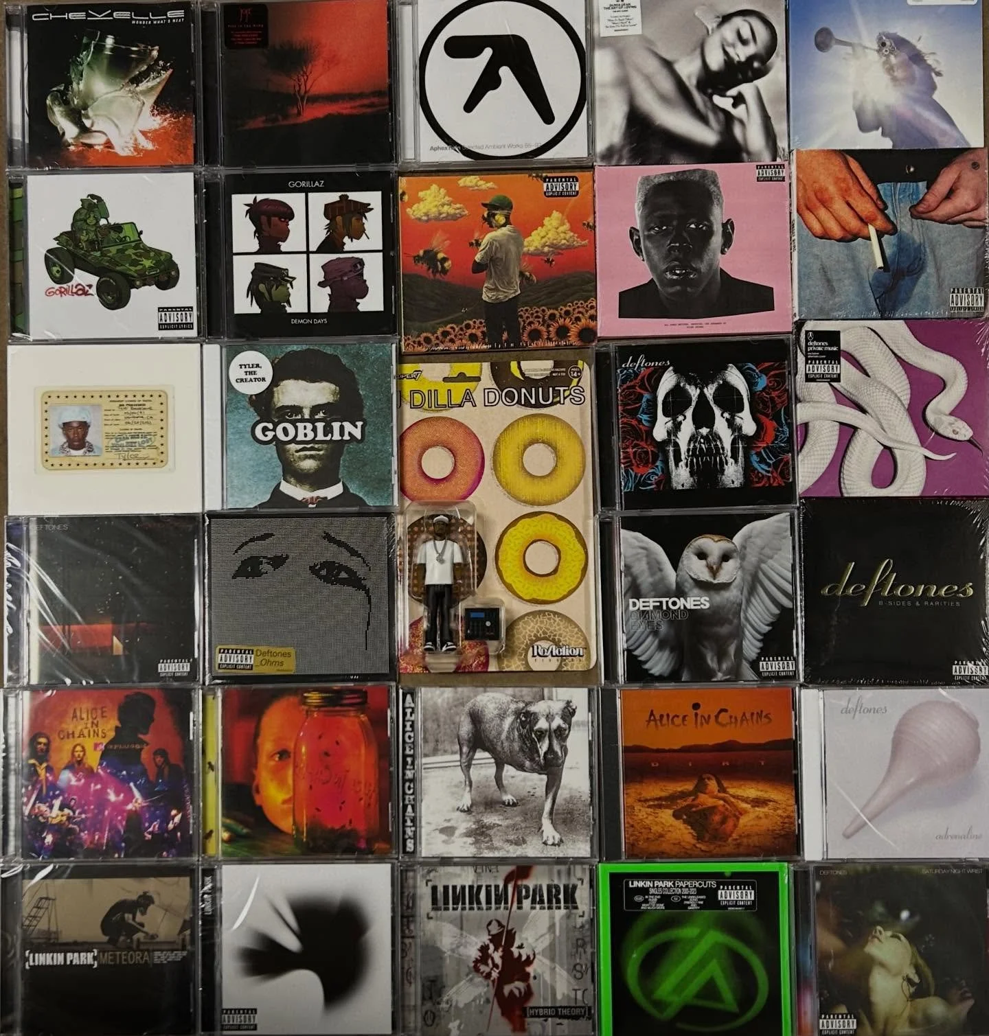 Restocked new CD favorites! Plus we got in the new J Dilla action figure from Super 7! #cd #cdcollection #jdilla #linkinpark #deftones