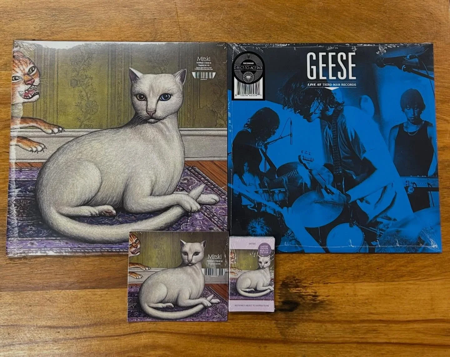 New releases available tomorrow! First up is the new album from Mitski, &ldquo;Nothing&rsquo;s About to Happen to Me&rdquo; available on Vinyl, CD and Cassette! Also out is &ldquo;Live at Third Man Records&rdquo; by Geese! Recorded straight to acetat