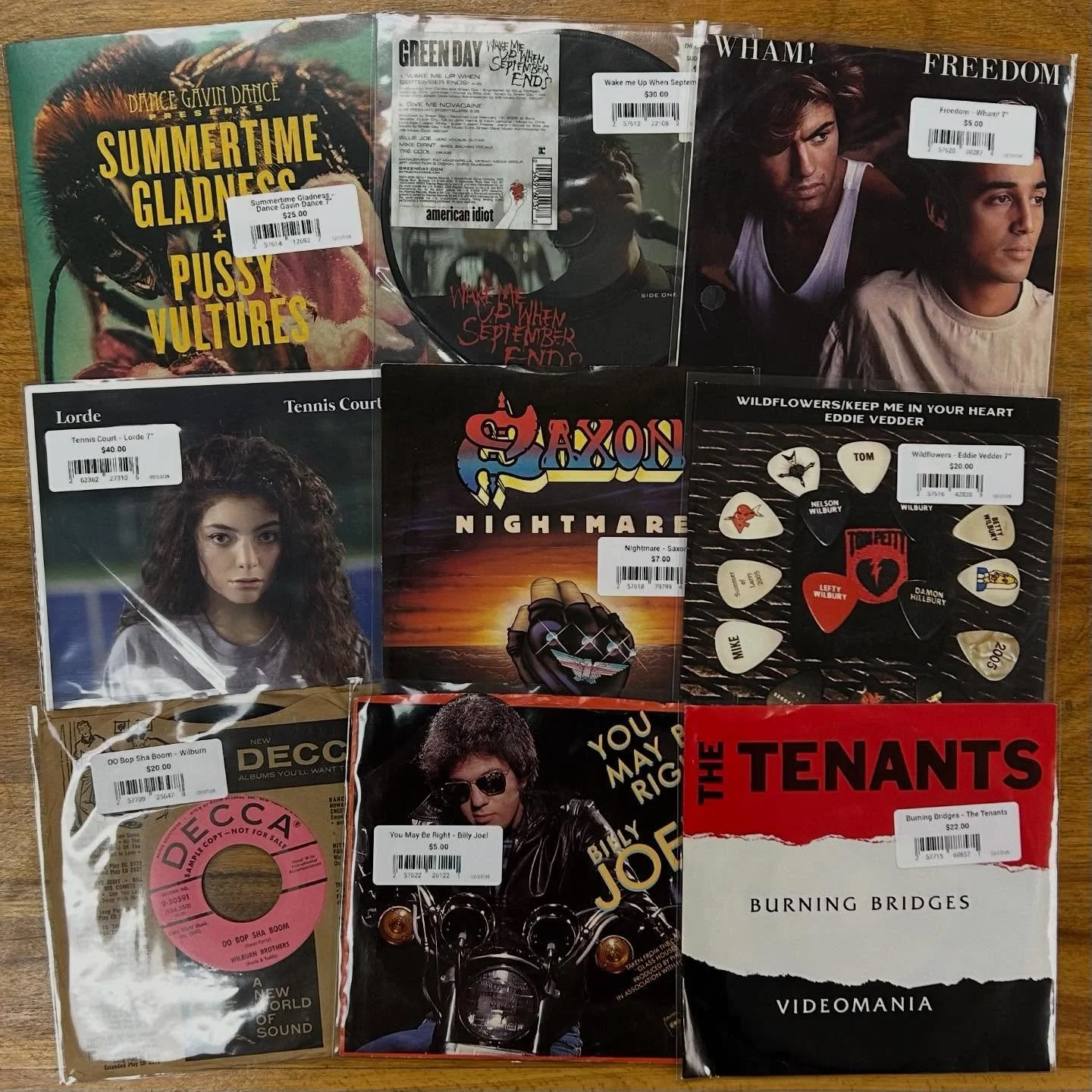 Put out a nice stack of 45s! All of these plus more now available! #vinyl #vinyladdict #45rpm #lorde #greenday