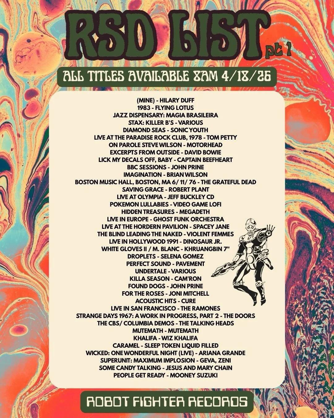 Here is OUR Record Store Day list! Like usual a lot of these titles are very limited and will be available on a first come first served basis. RSD is this Saturday and our doors will open at 8am! See you this weekend!