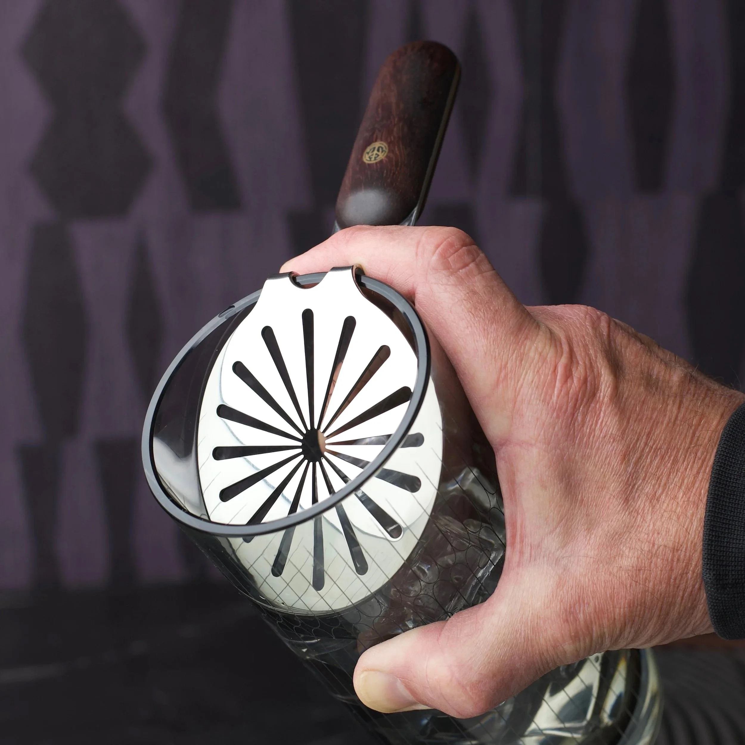 premium julep strainer with wood handle