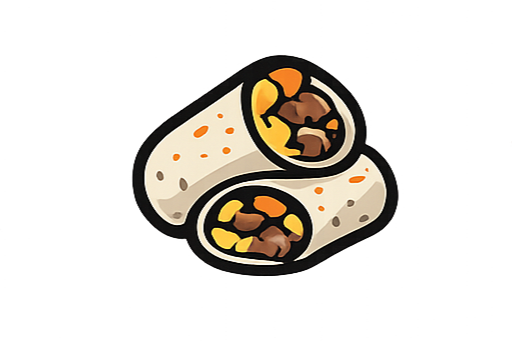 Illustration of two breakfast burritos