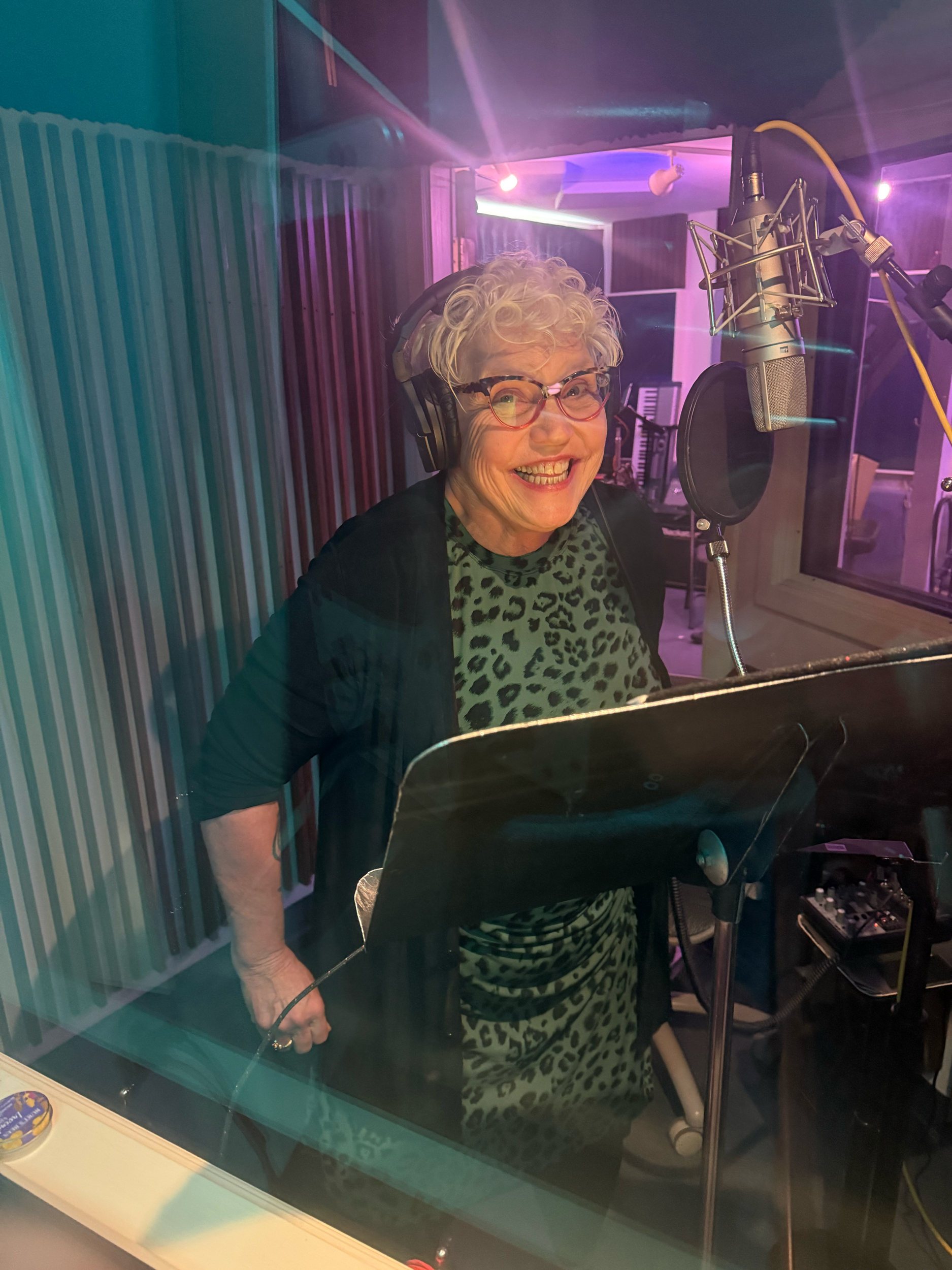 Kathy recording audio book