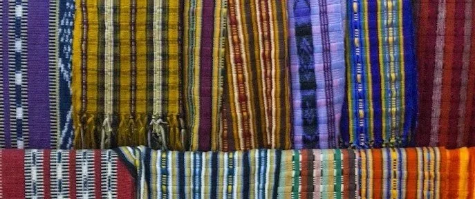 Colorful woven tapestry